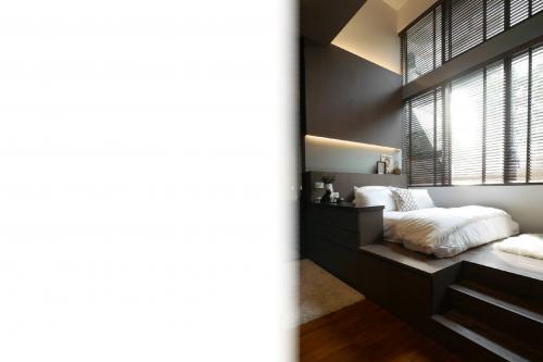 Industrial Bedroom at Alcove home at mon jervois