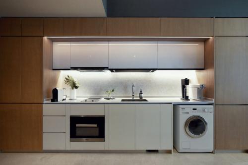 Industrial Kitchen at Alcove home at mon jervois