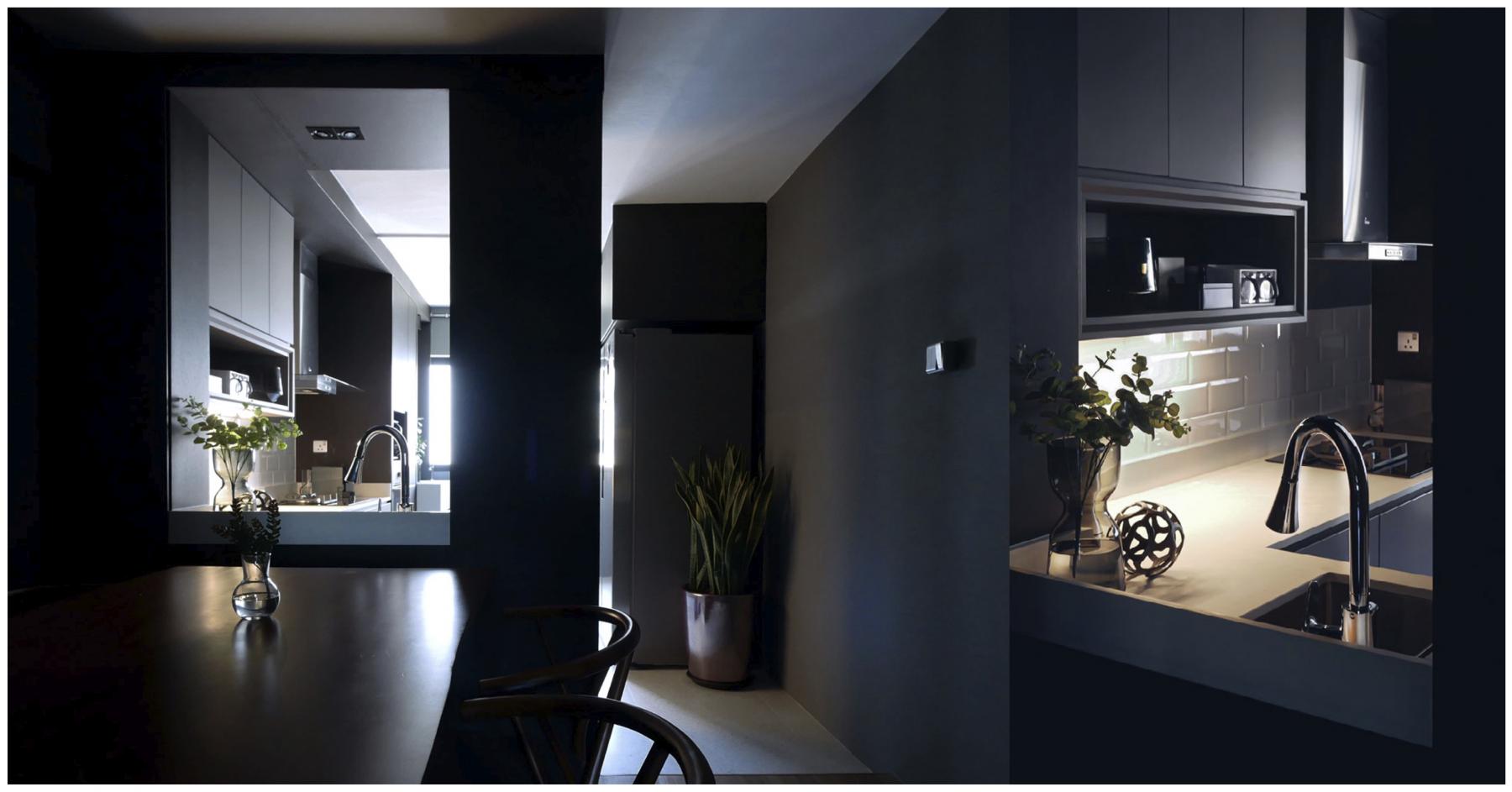 Minimalist Kitchen with Countertop and Kitchen Window