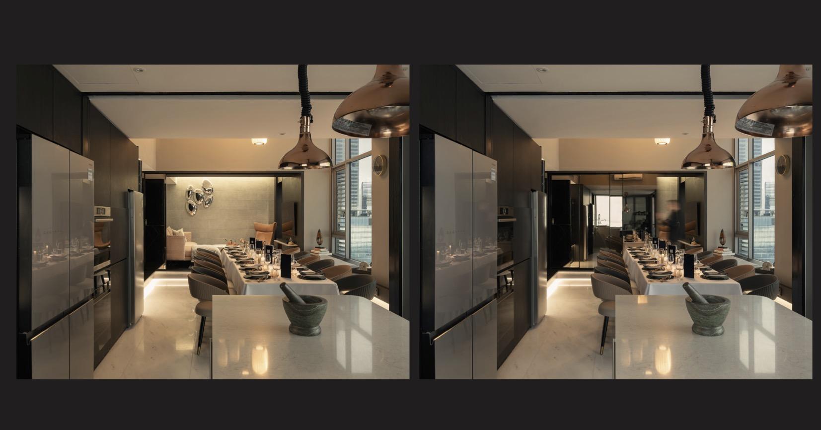 Modern Dining Room with Drop Light and Drop Ceiling
