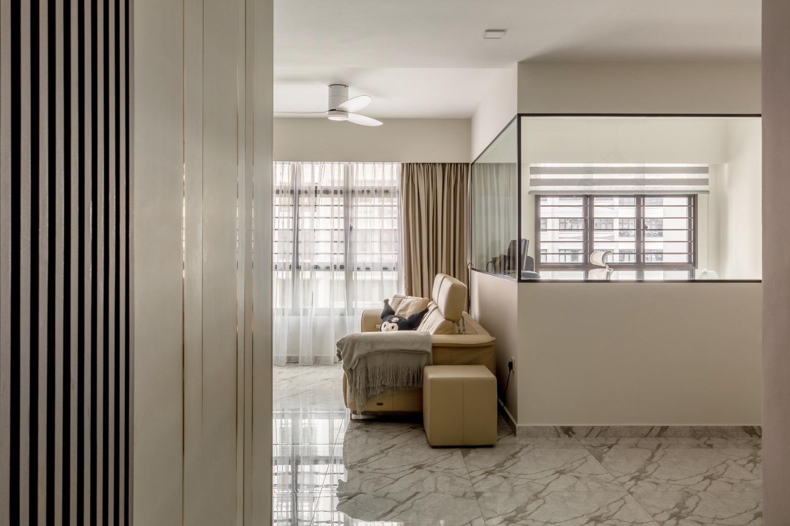 Contemporary Living Room with TV Console and Sofa