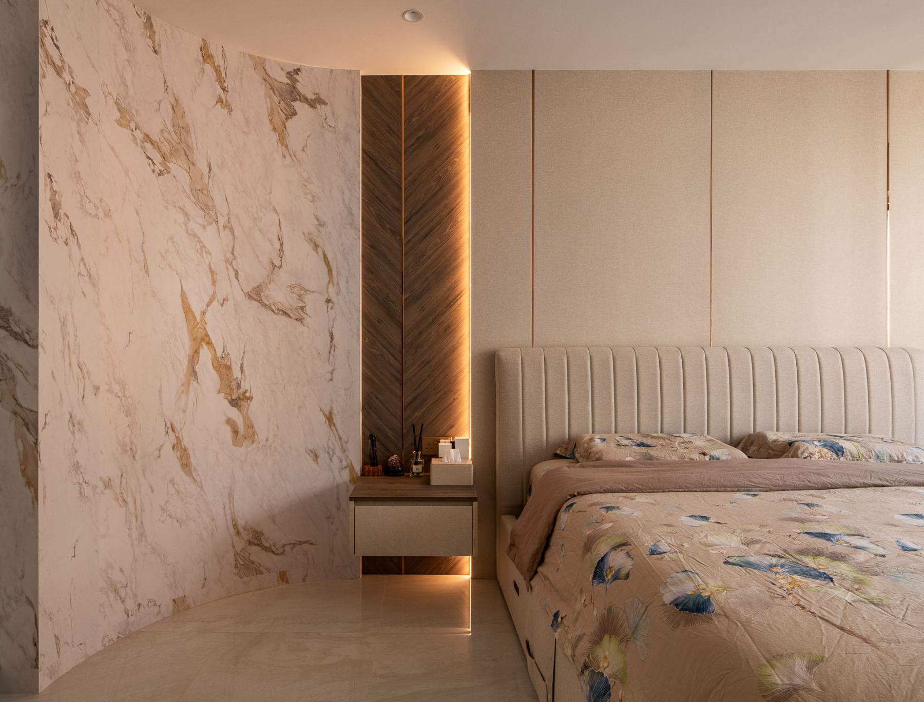 Contemporary Bedroom with Bedside Table and Sideboard