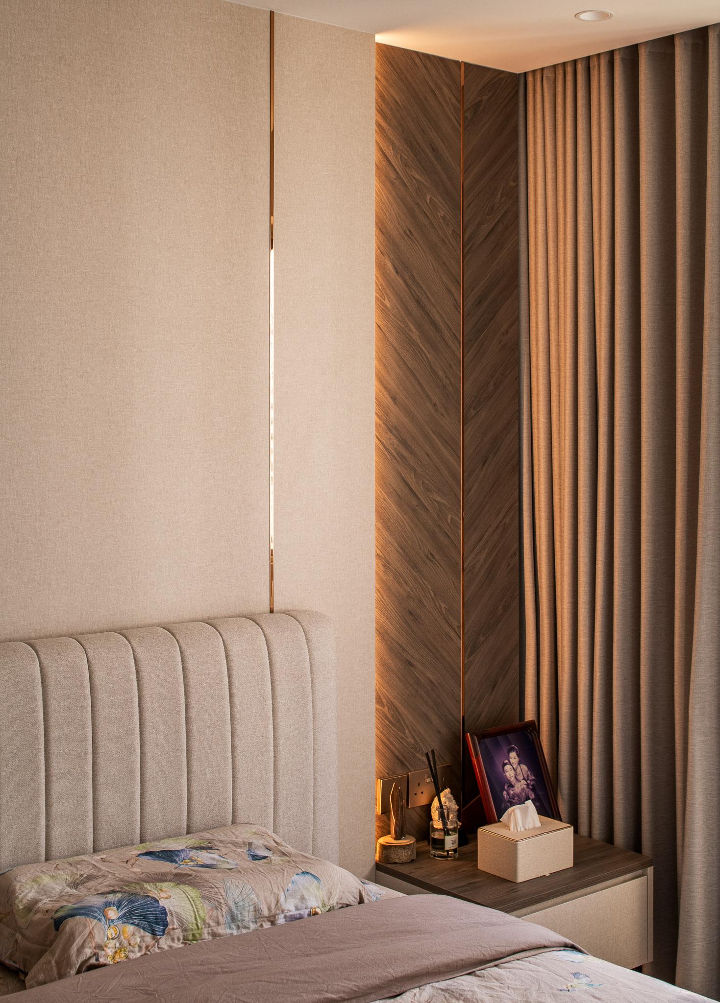 Contemporary Bedroom with Bookshelf and Sideboard