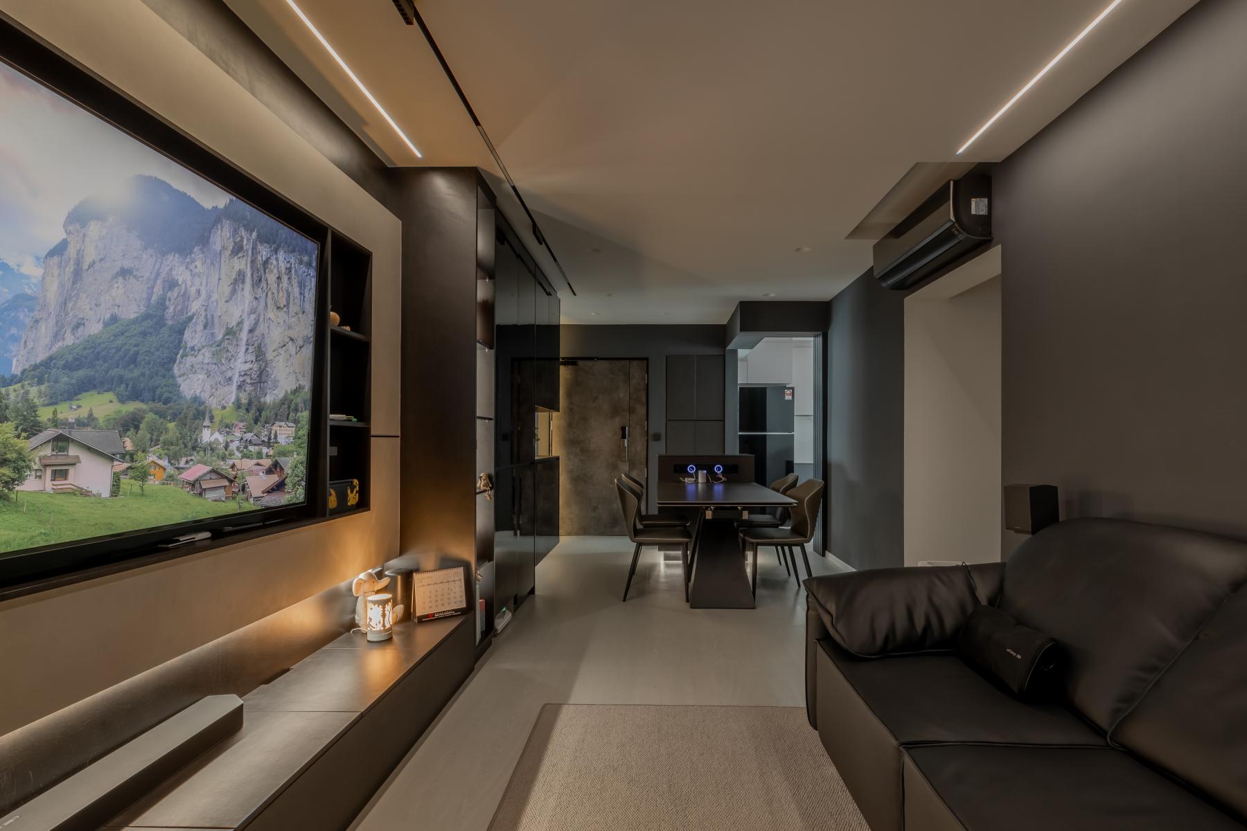 Contemporary Living Room with Settee and Countertop