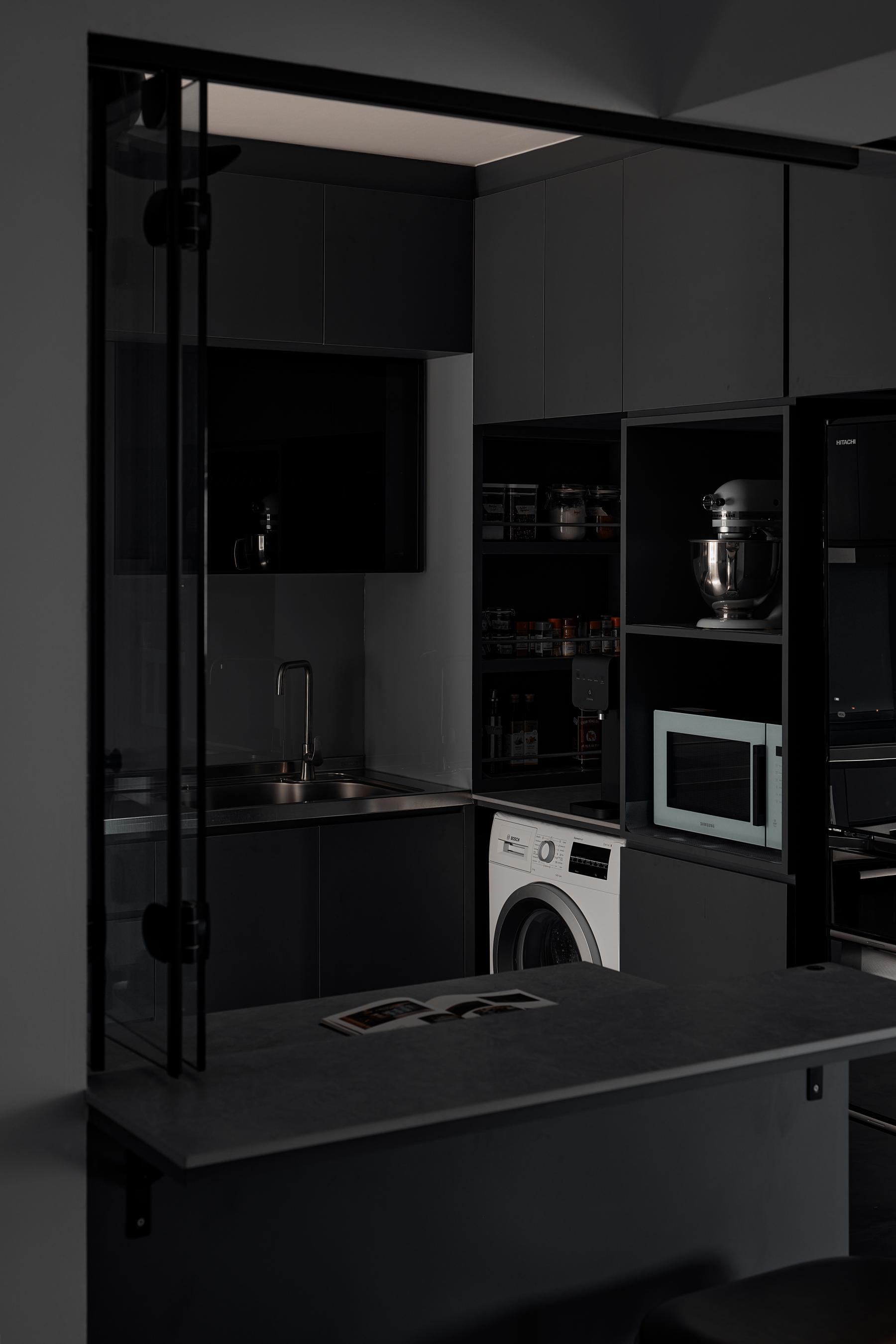 Industrial Kitchen with Kitchen Island and Open Kitchen