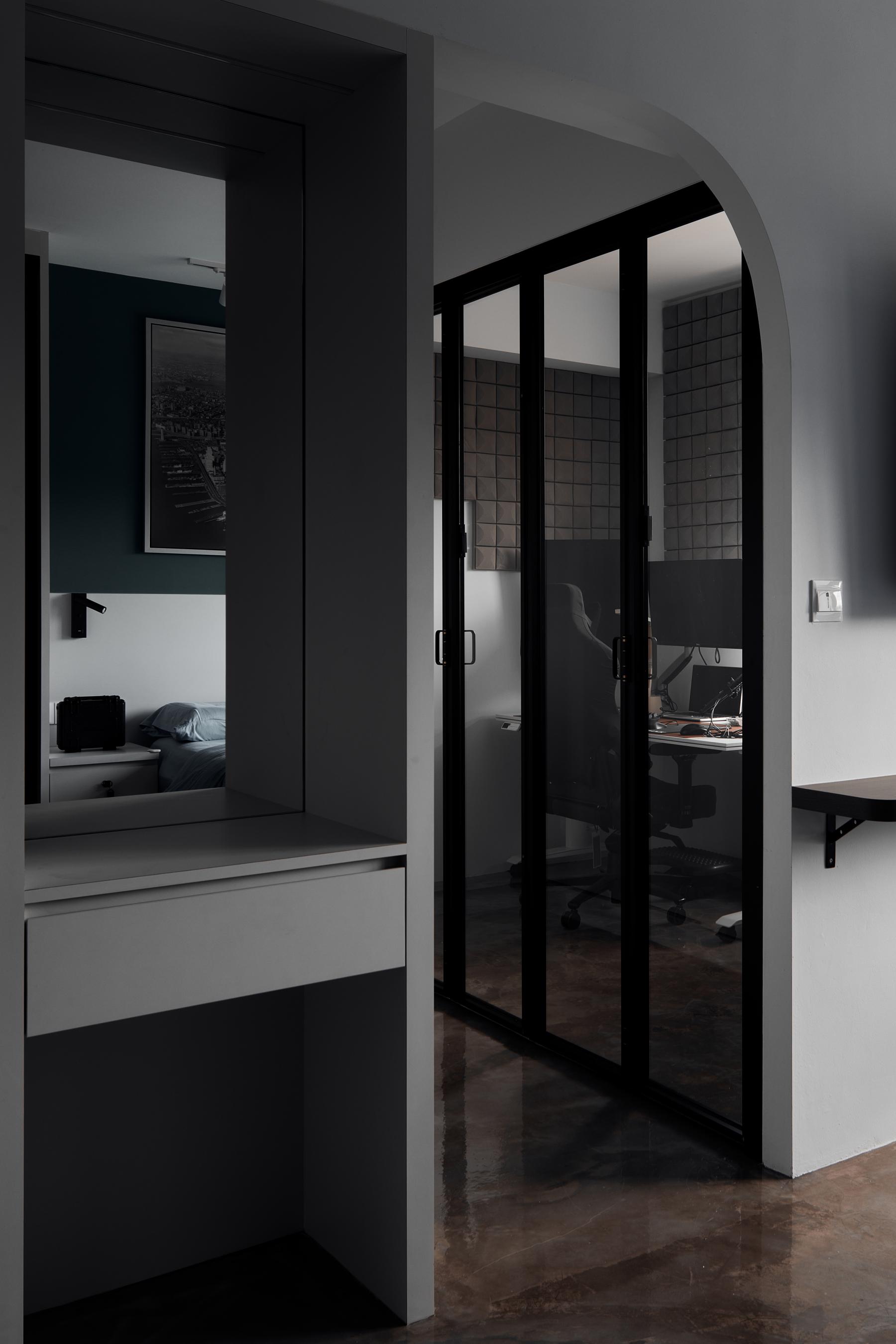 Industrial Home Office with Desk and Desk Chairs