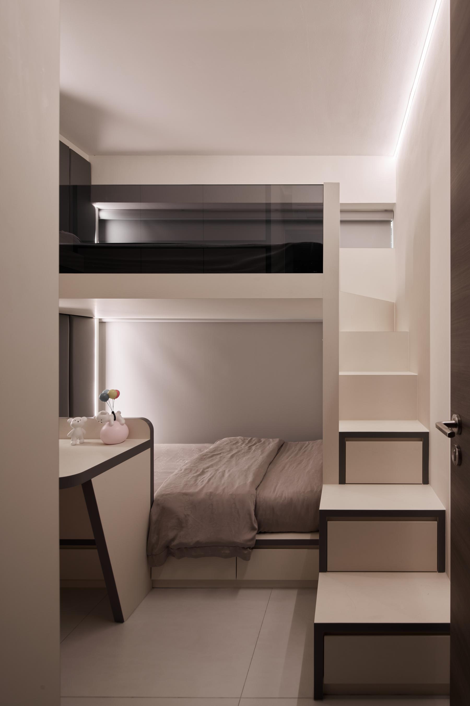Modern Bedroom with Single Bed and Bed