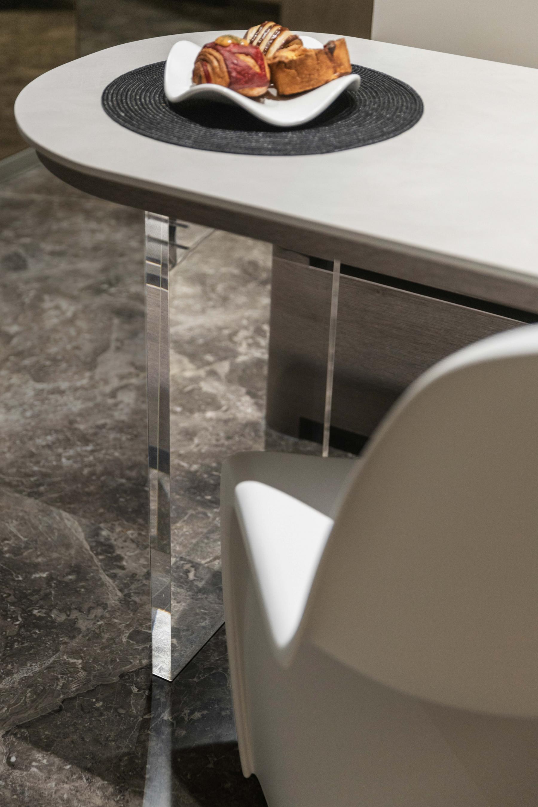 Modern Dining Room with Marble Floor and Dining Table