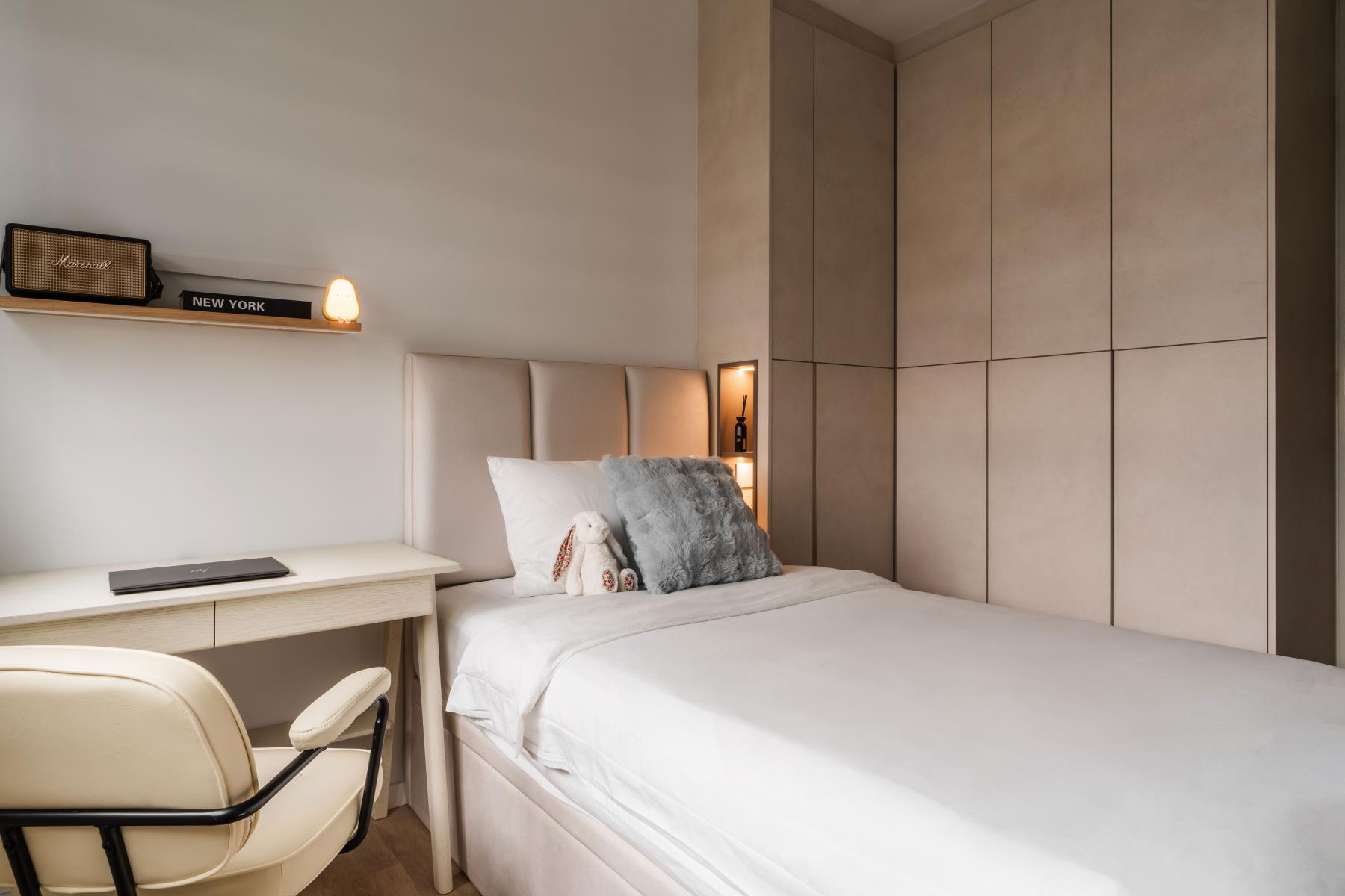 Scandinavian Bedroom with Wardrobe and Closet