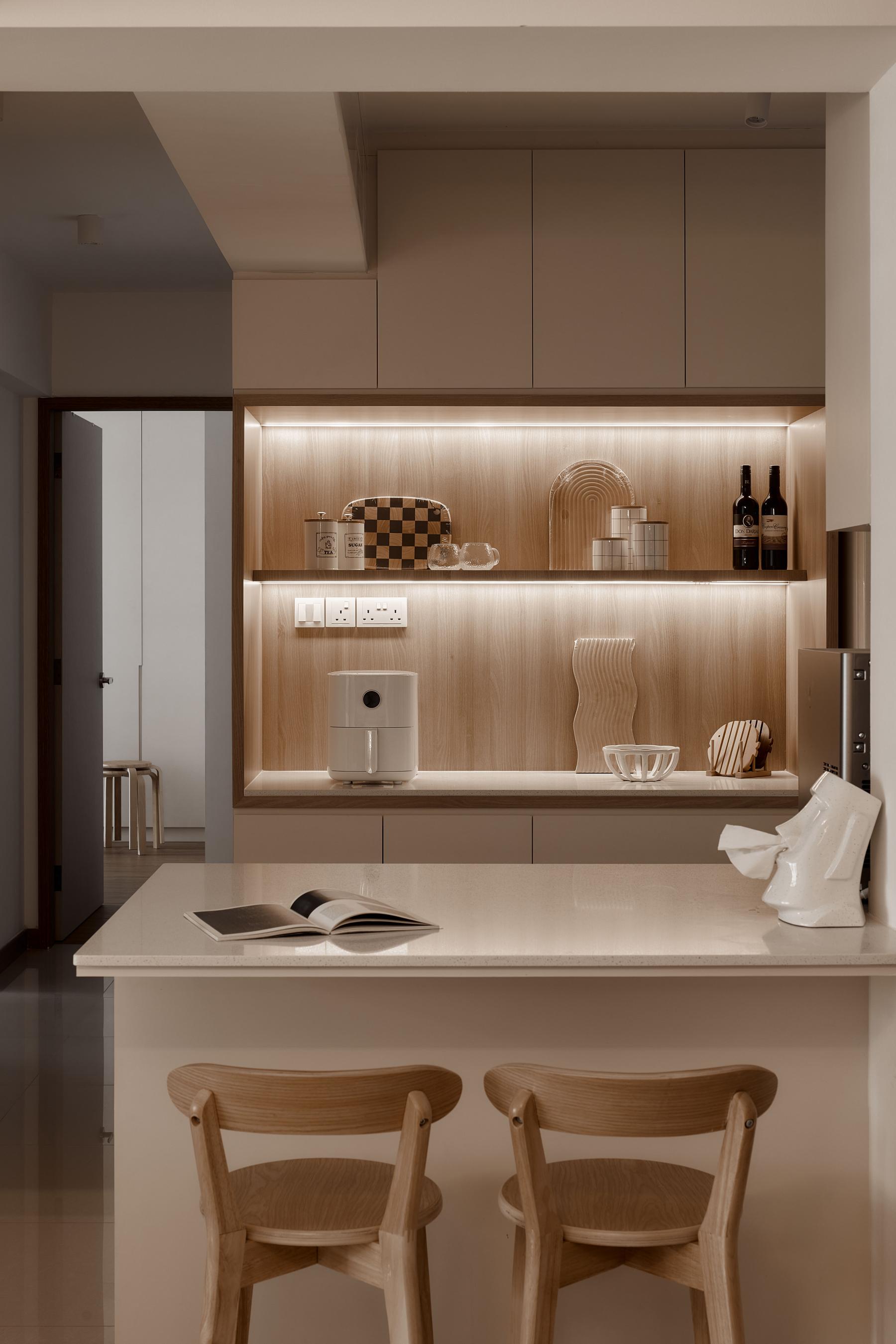 Scandinavian Pantry with Kitchen Island and Console Table