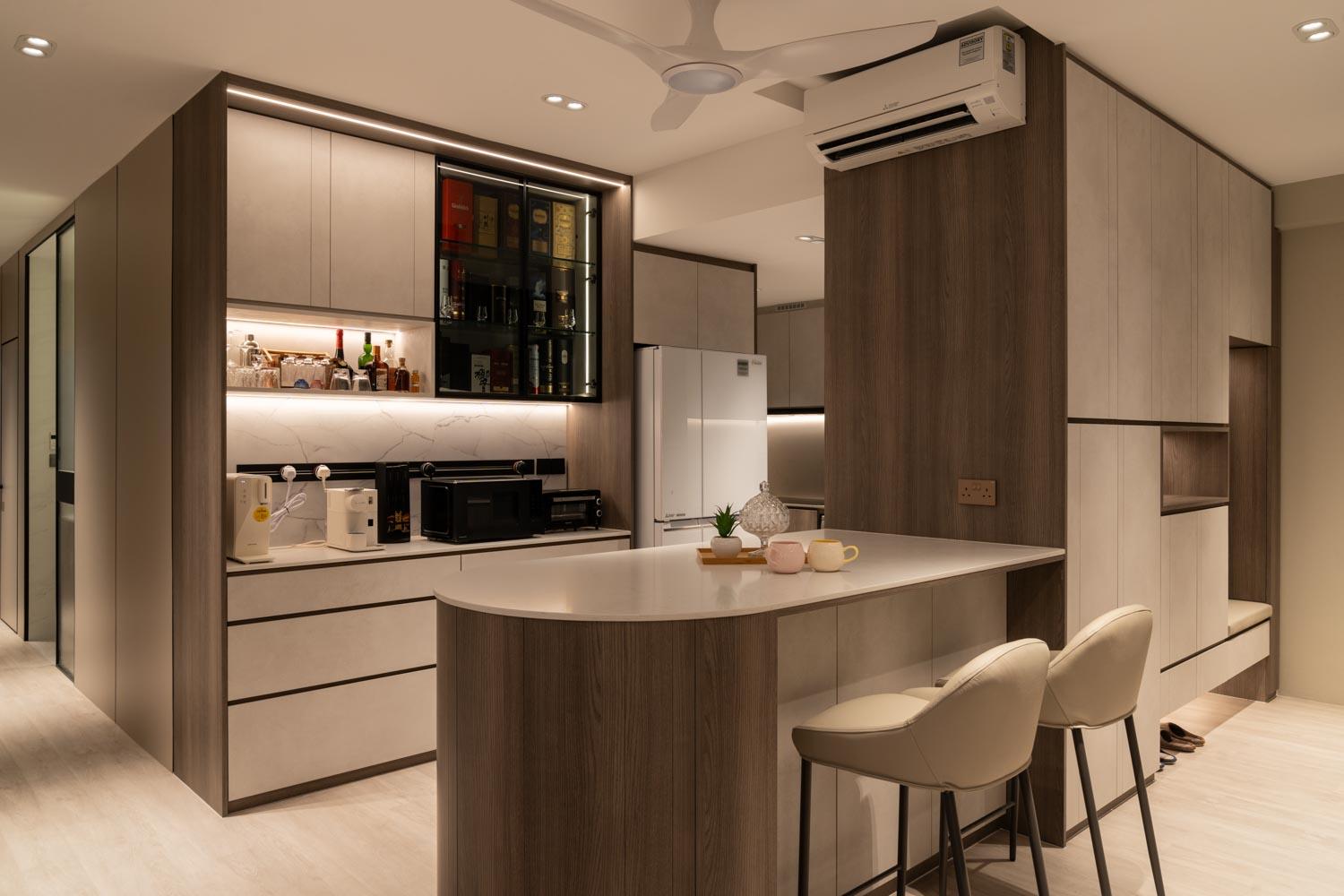 Modern Kitchen with Vinyl Flooring and Kitchen Window