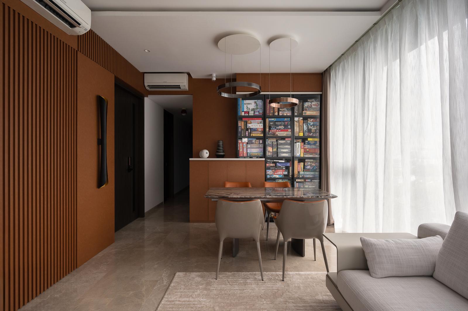 Contemporary Dining Room with Cove Lighting and Dining Table