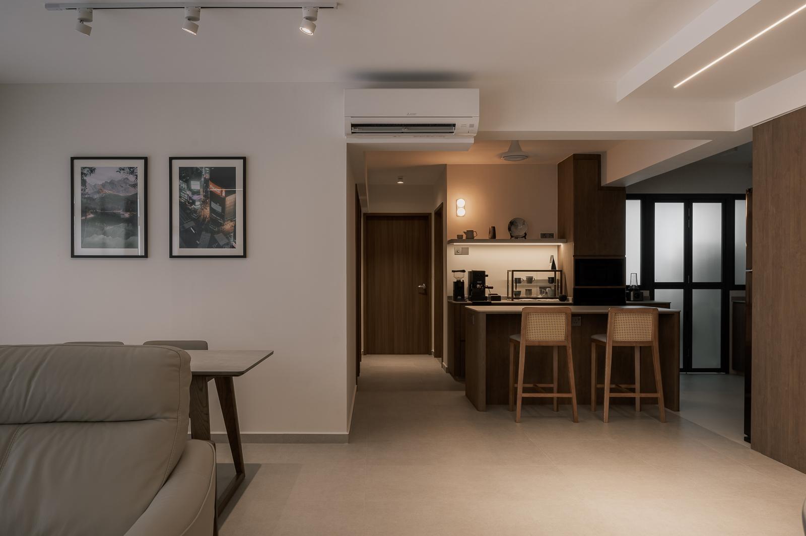 Modern Kitchen with Countertop and Cement Floor