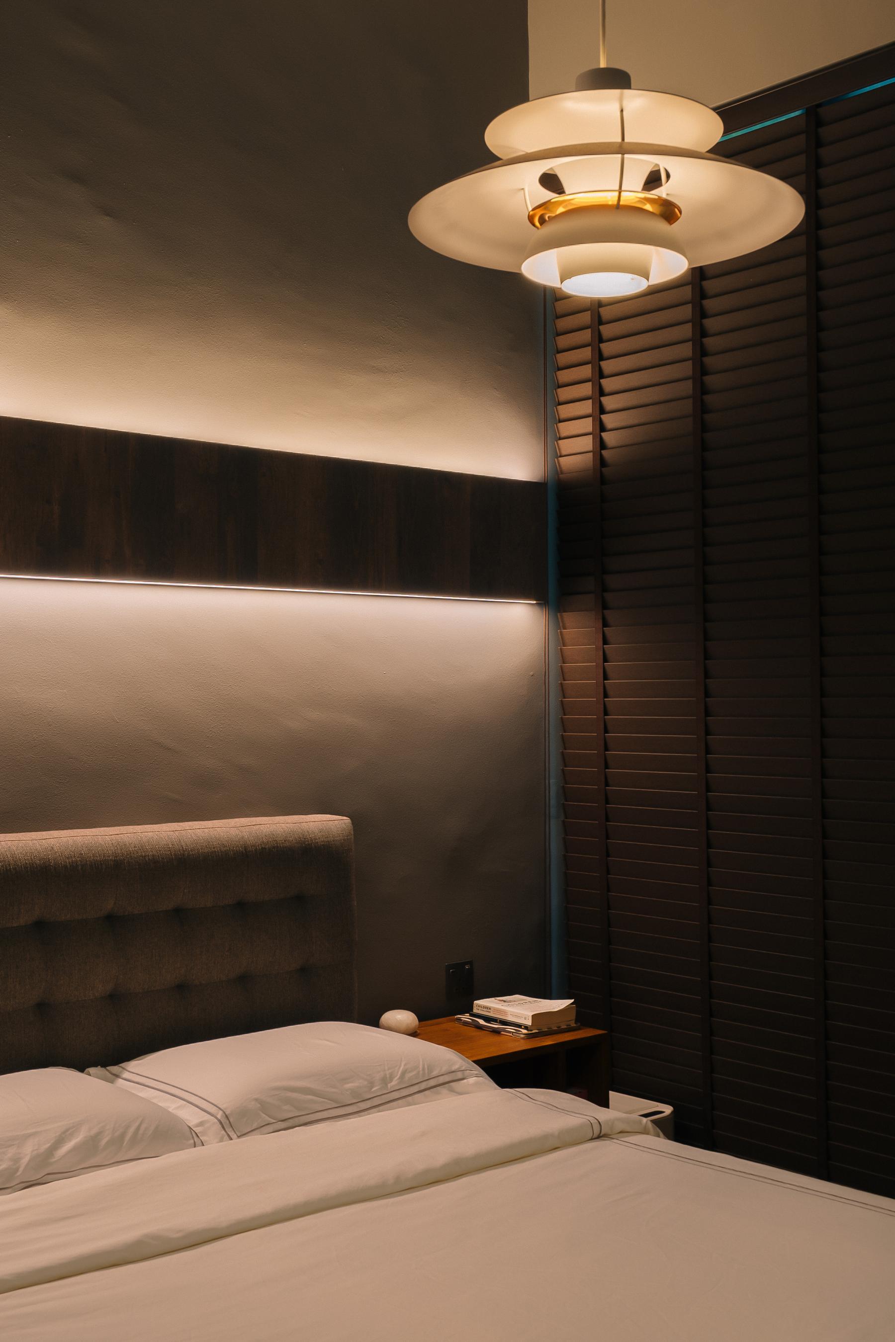 Industrial Bedroom with Bedside Table and Bed