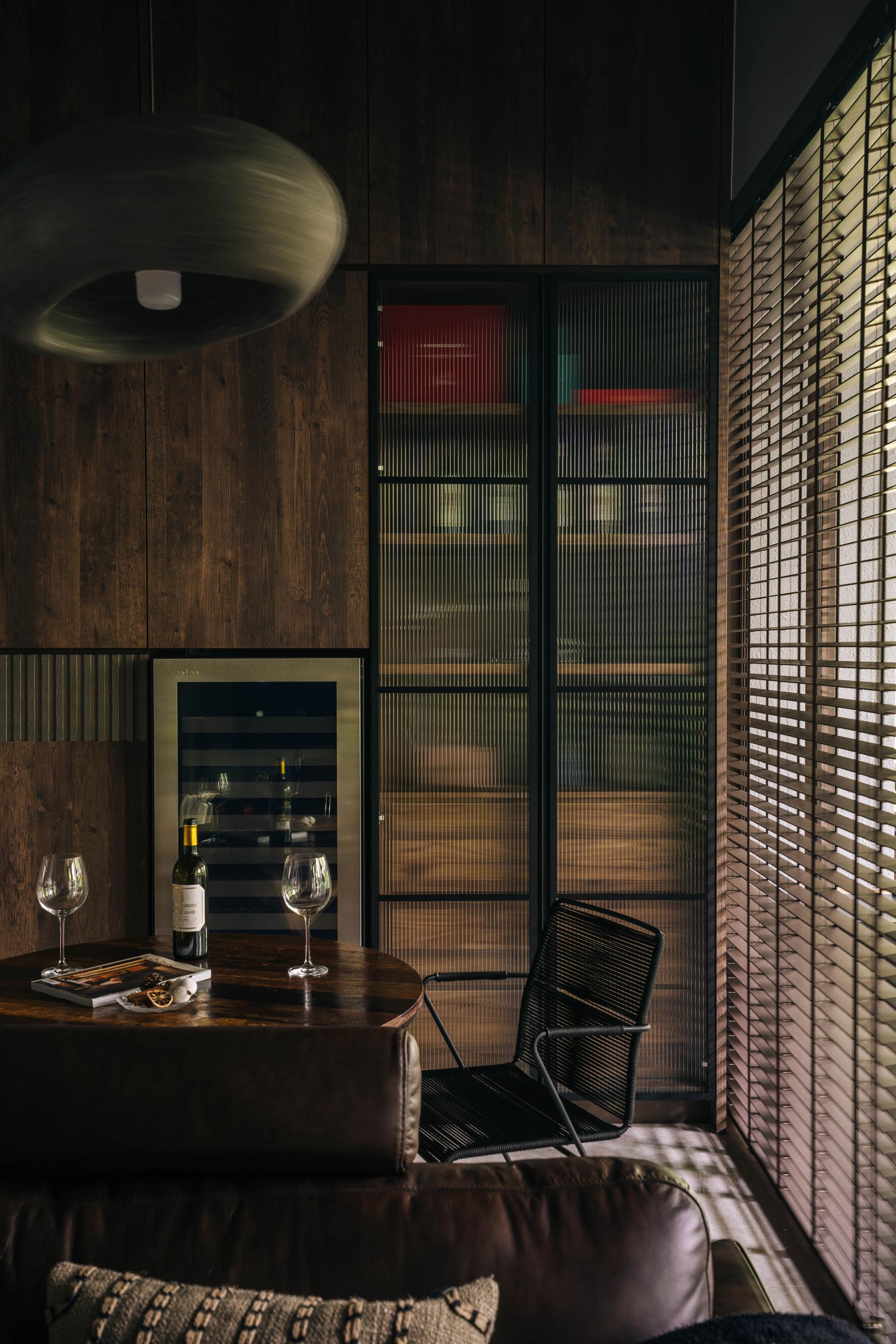 Industrial Dining Room with Tableware and Storage Cabinets