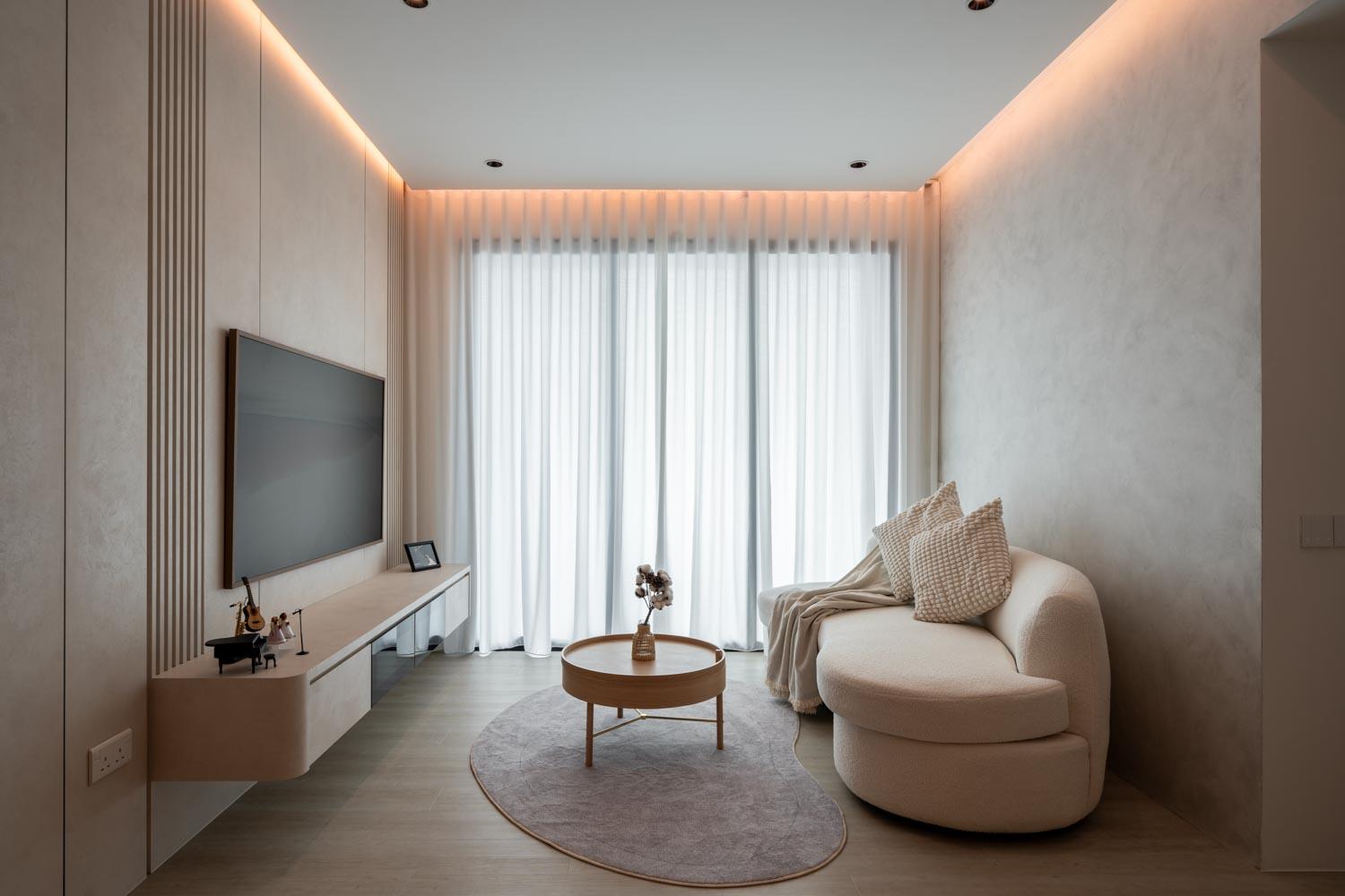 Minimalist Living Room with TV Console and Sofa
