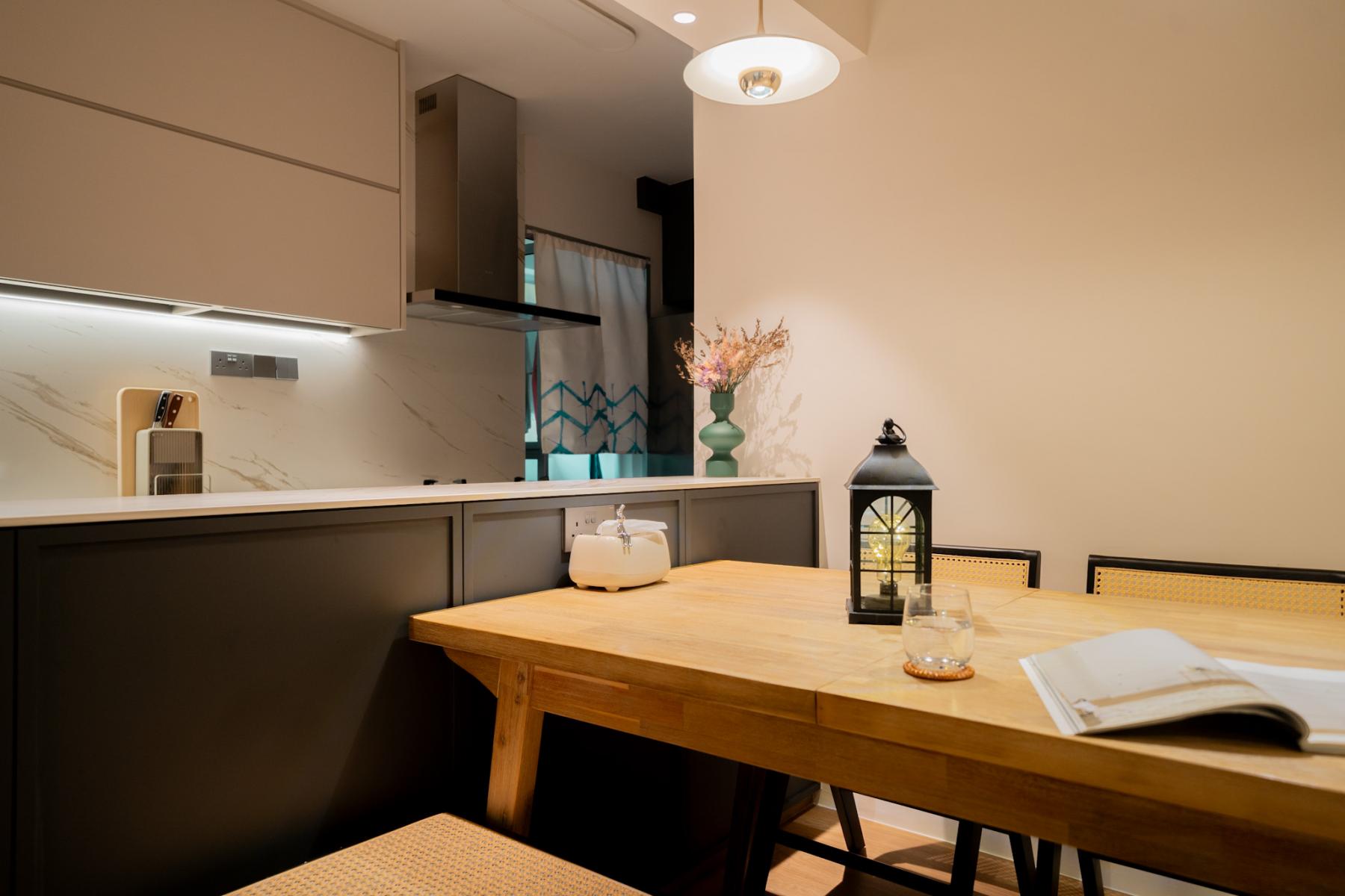 Minimalist Dining Room with Tableware and Café Table