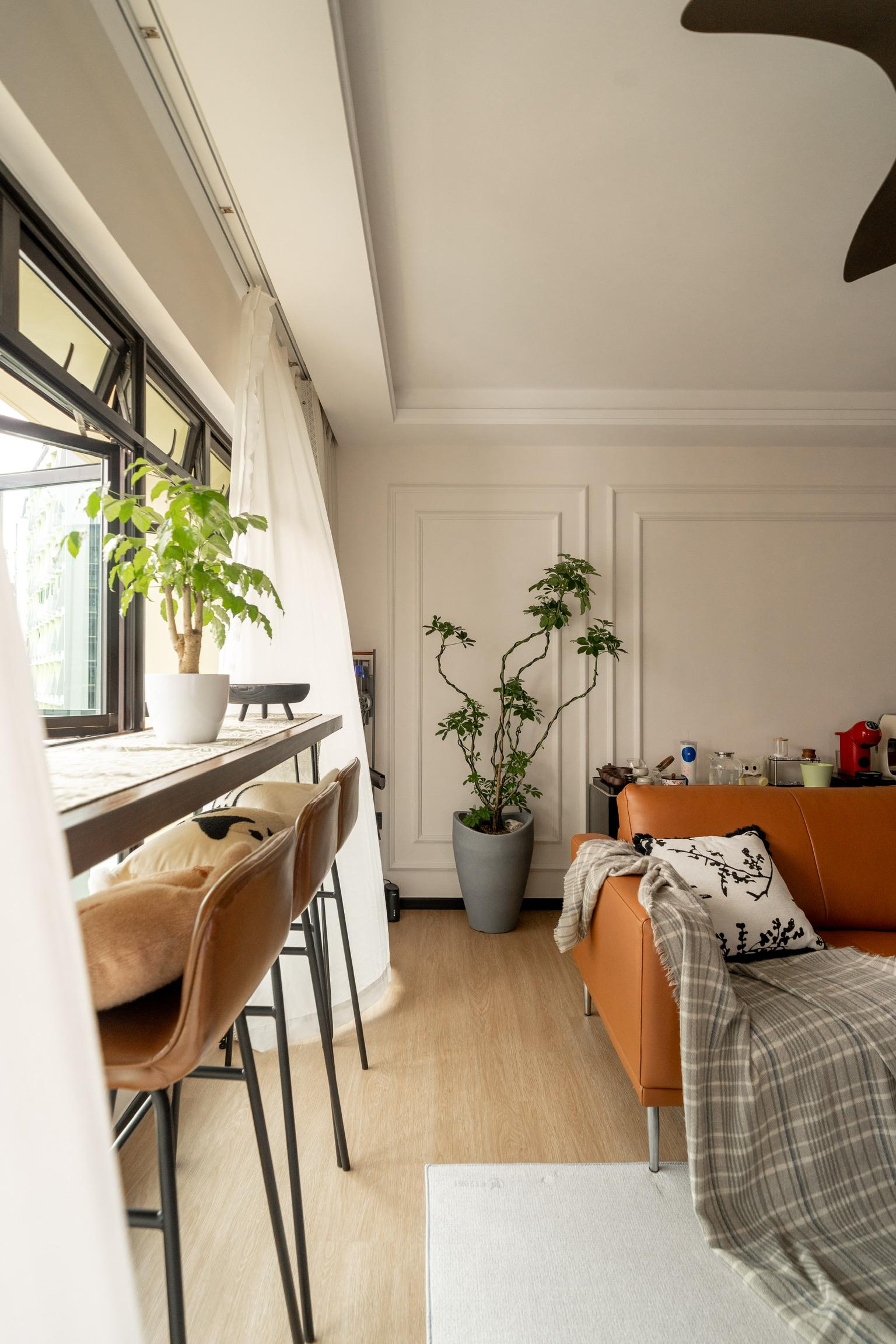 Vintage Balcony with Window Seat and Curtain