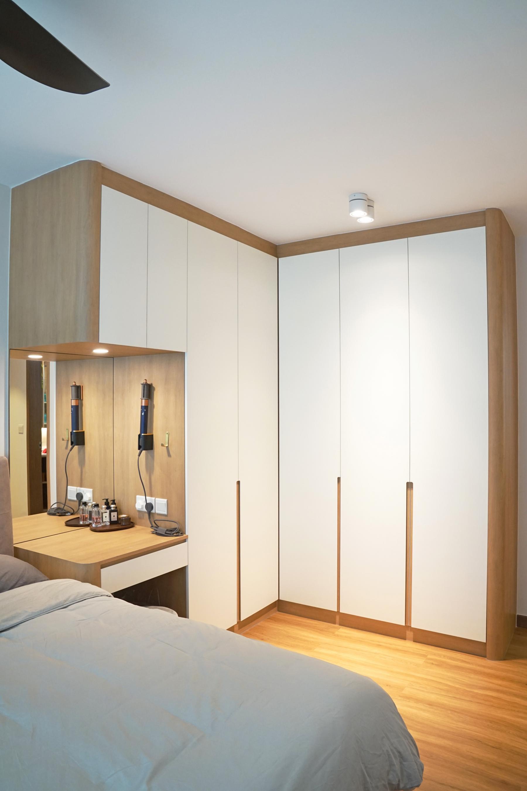 Scandinavian Bedroom with Mirror and Clothes Storage