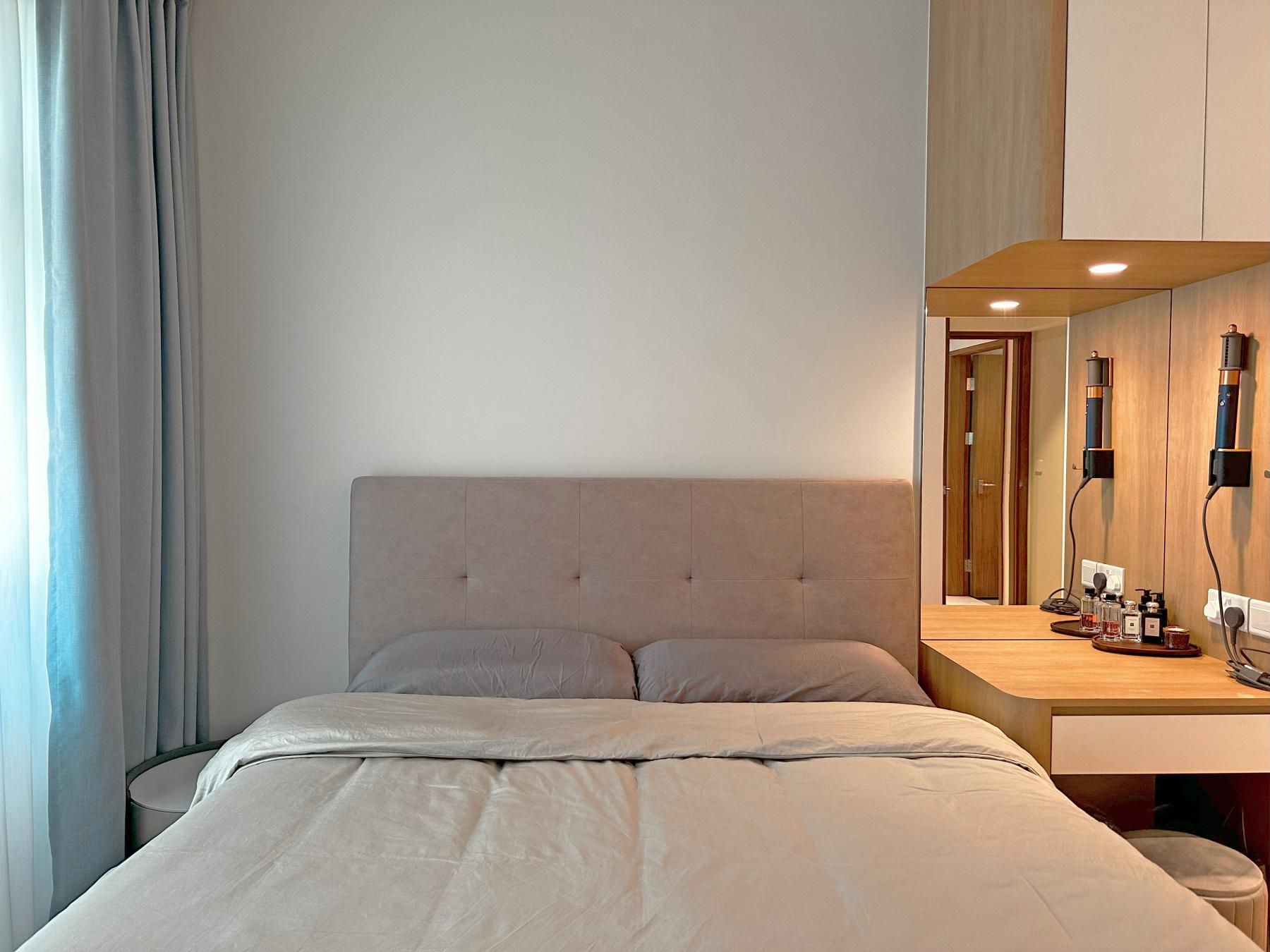 Scandinavian Bedroom with Queen Bed and Bed