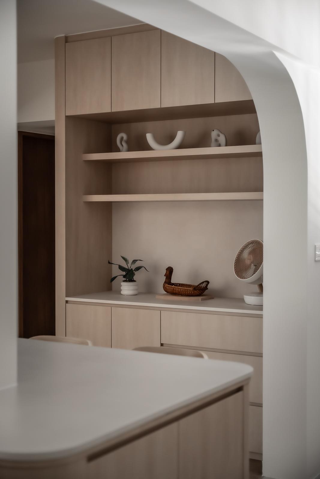 Modern Pantry with Kitchen Island and Tableware