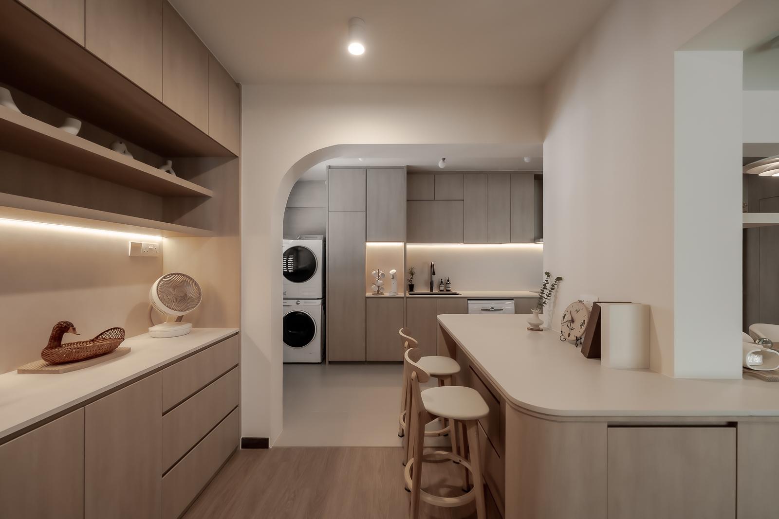 Modern Pantry with Kitchen Island and Cookware