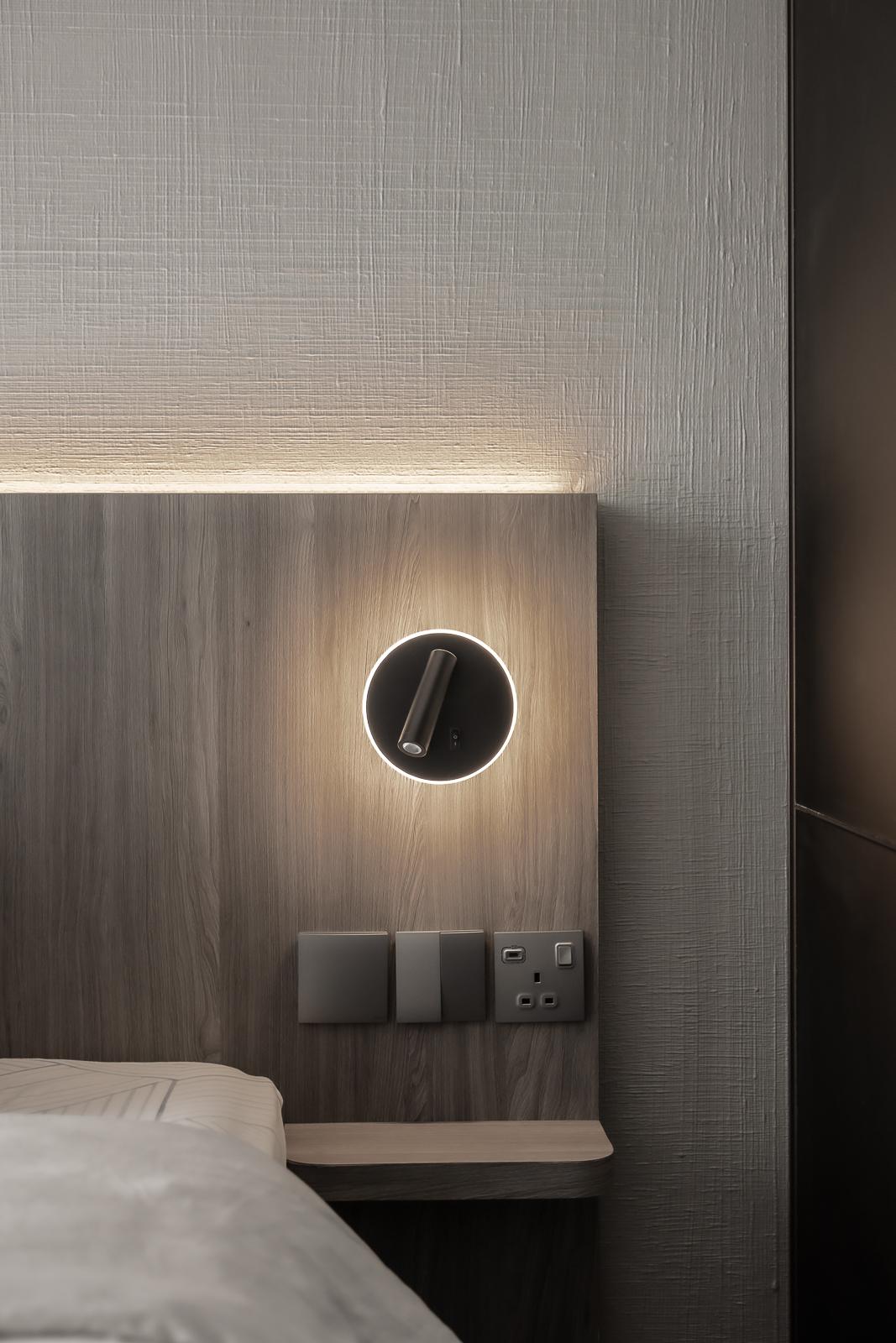Modern Bedroom with Feature Wall and Bedside Table