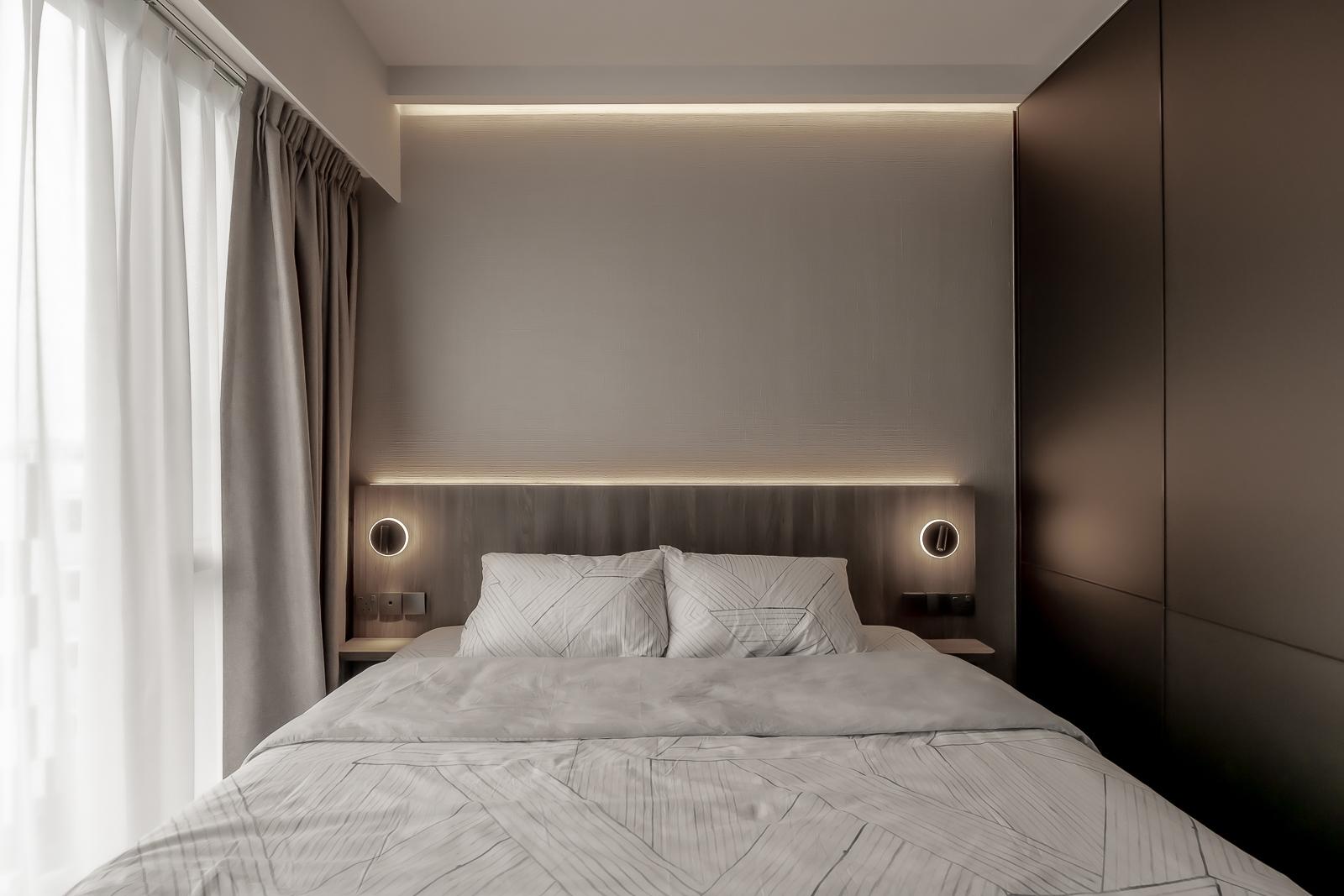 Modern Bedroom with Feature Wall and Bedside Table