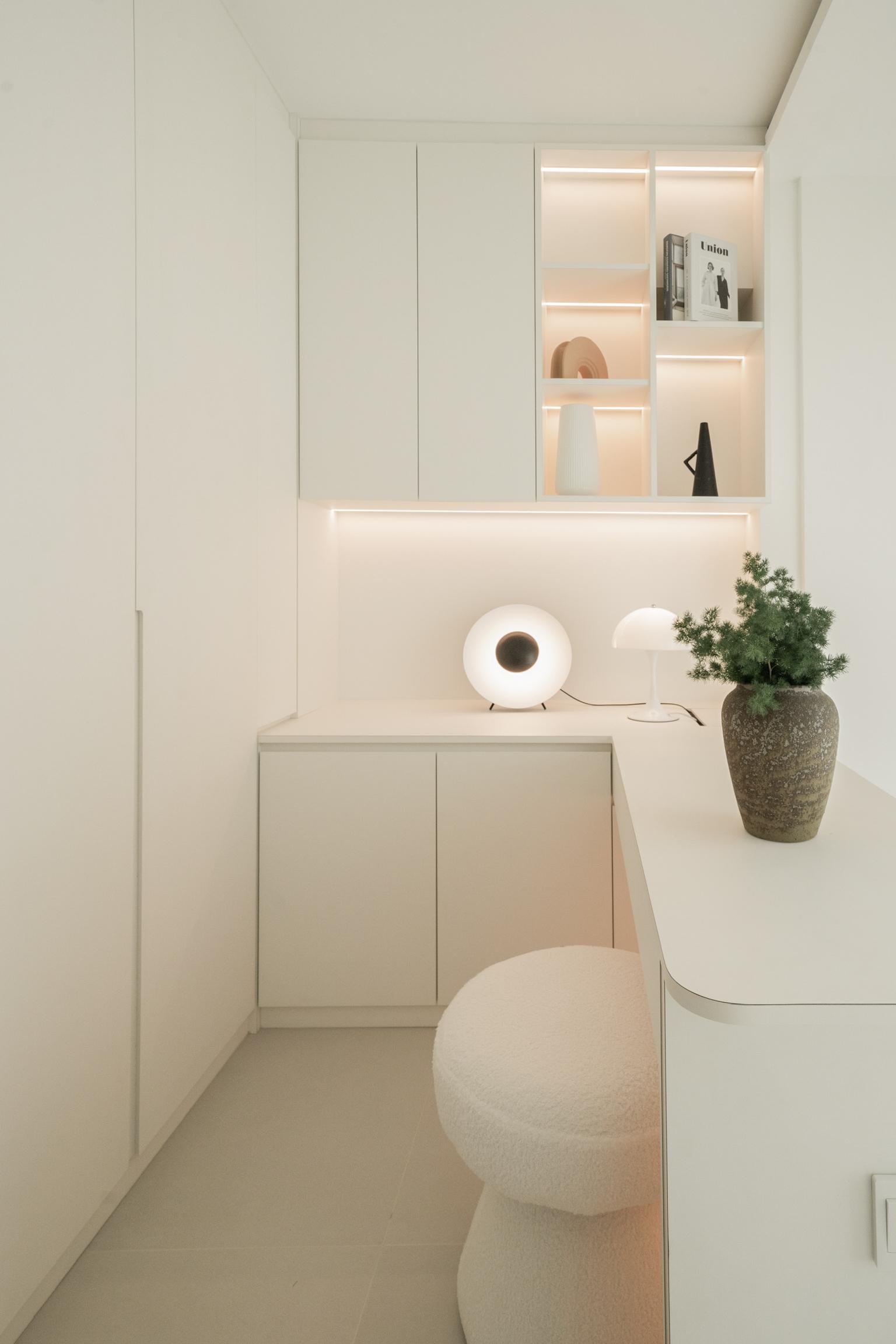 Minimalist Bedroom with Bookshelf and Wardrobe
