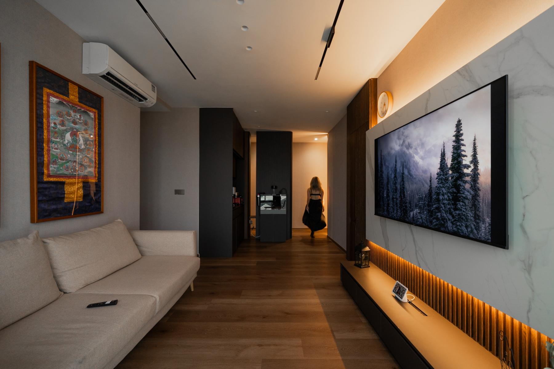 Modern Living Room with TV Console and Sofa