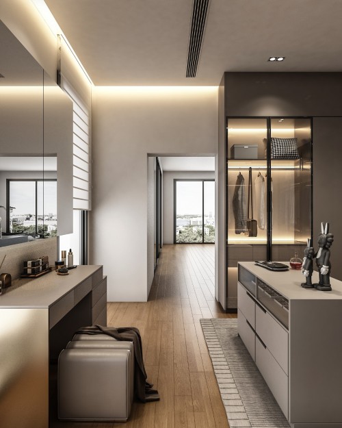 Modern Walk-in Wardrobe at Project site : Serangoon