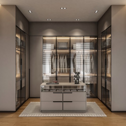 Modern Walk-in Wardrobe at Project site : Serangoon