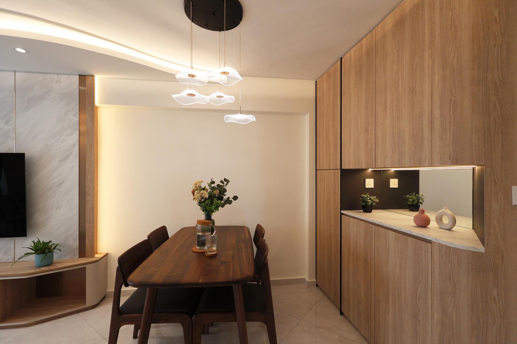 Contemporary Living Room with TV Console and Feature Wall