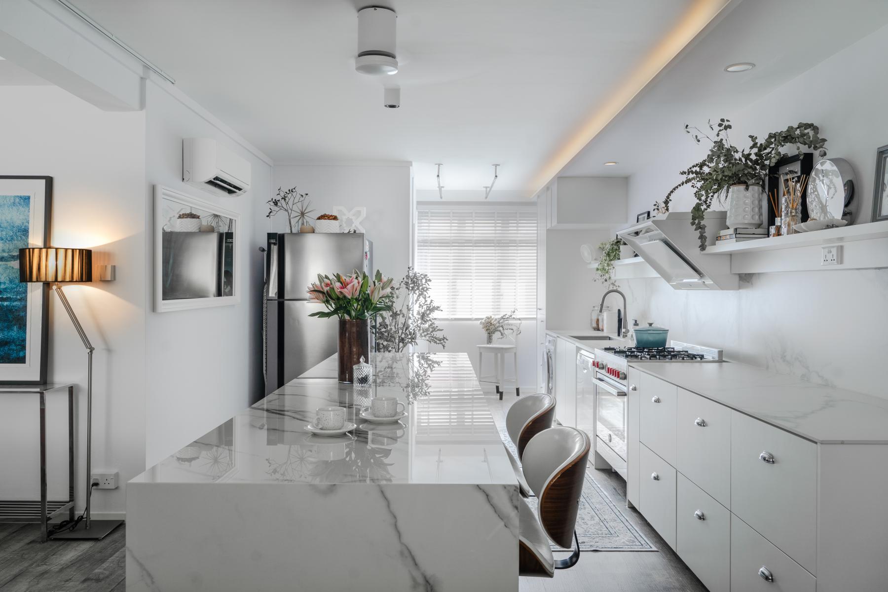 Modern Kitchen with Countertop and Vinyl Flooring