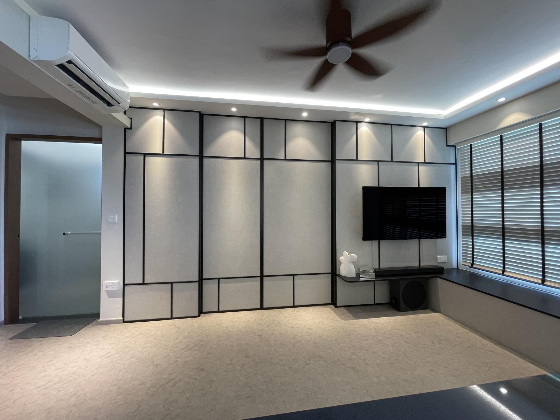 Modern Living Room with Feature Wall and Bay Window