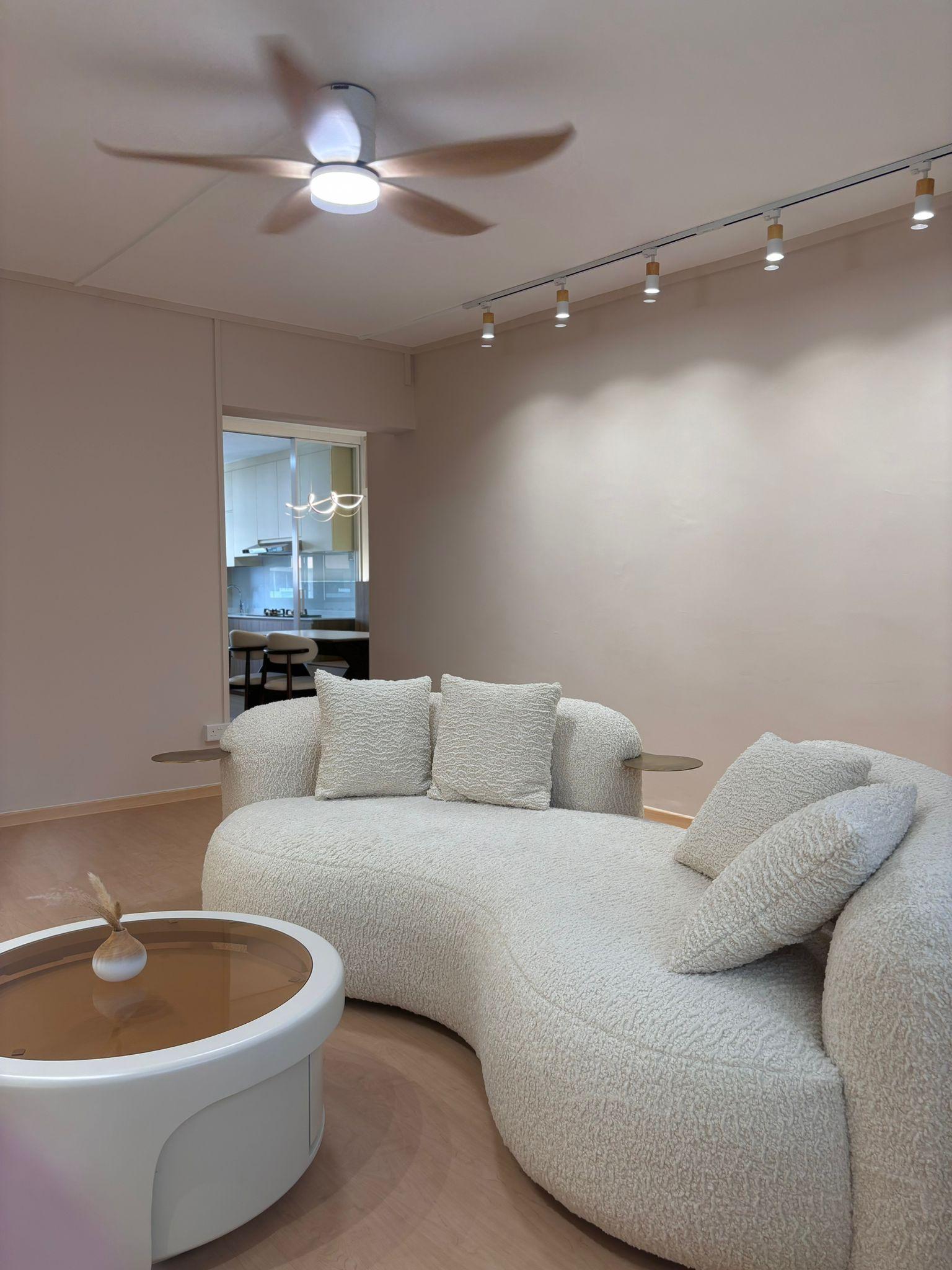 Contemporary Living Room with Vinyl Flooring and Downlights
