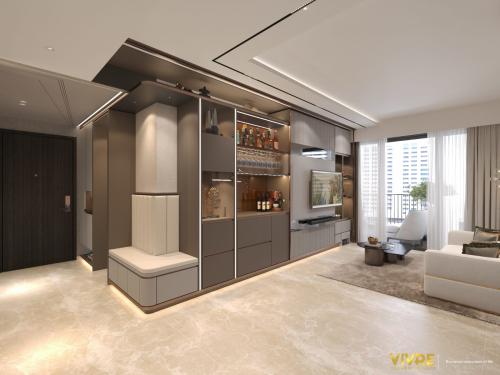 Modern Living Room at Parc Greenwish Condominium