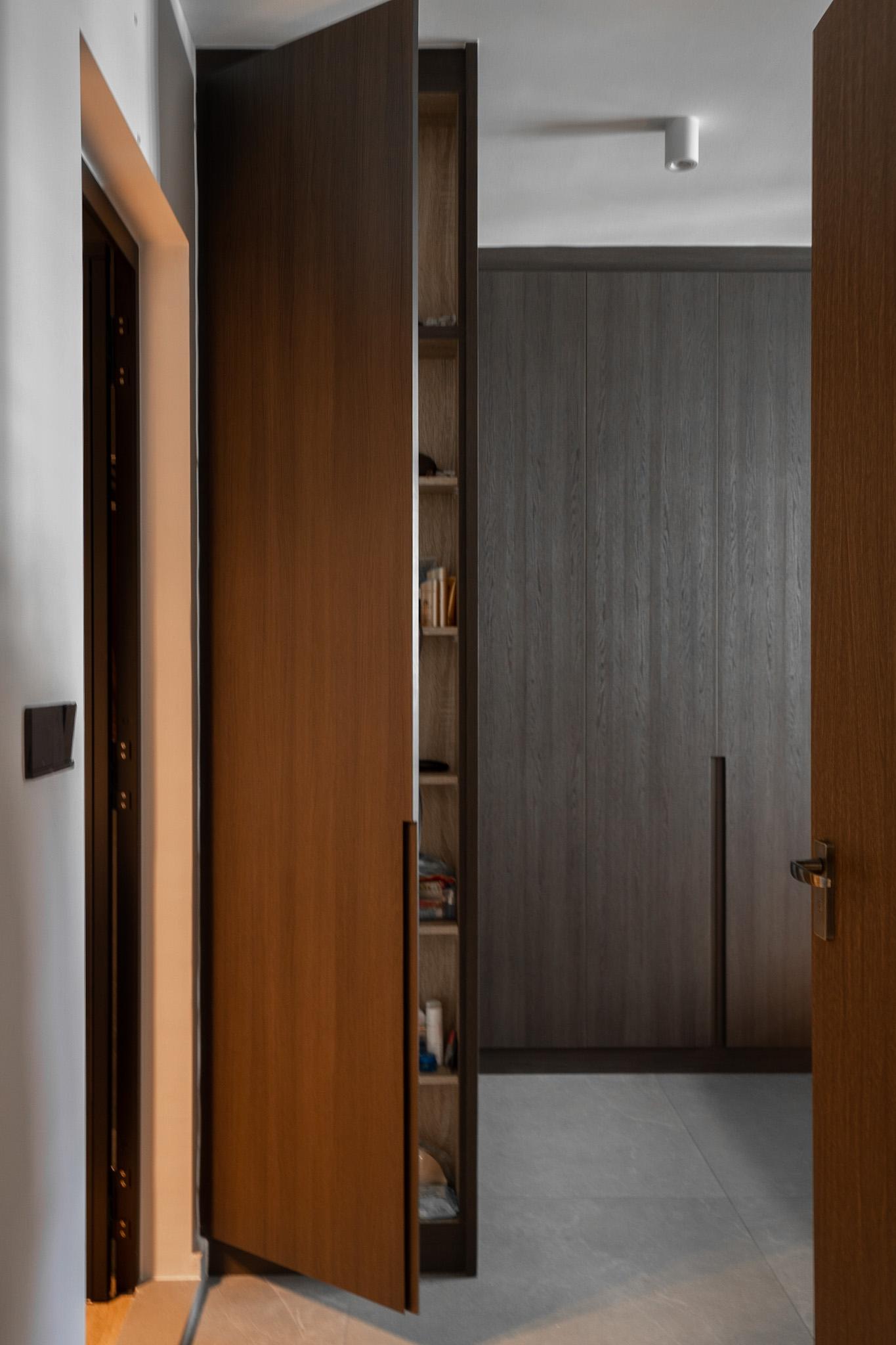 Modern Bedroom with Marble Floor and Wardrobe