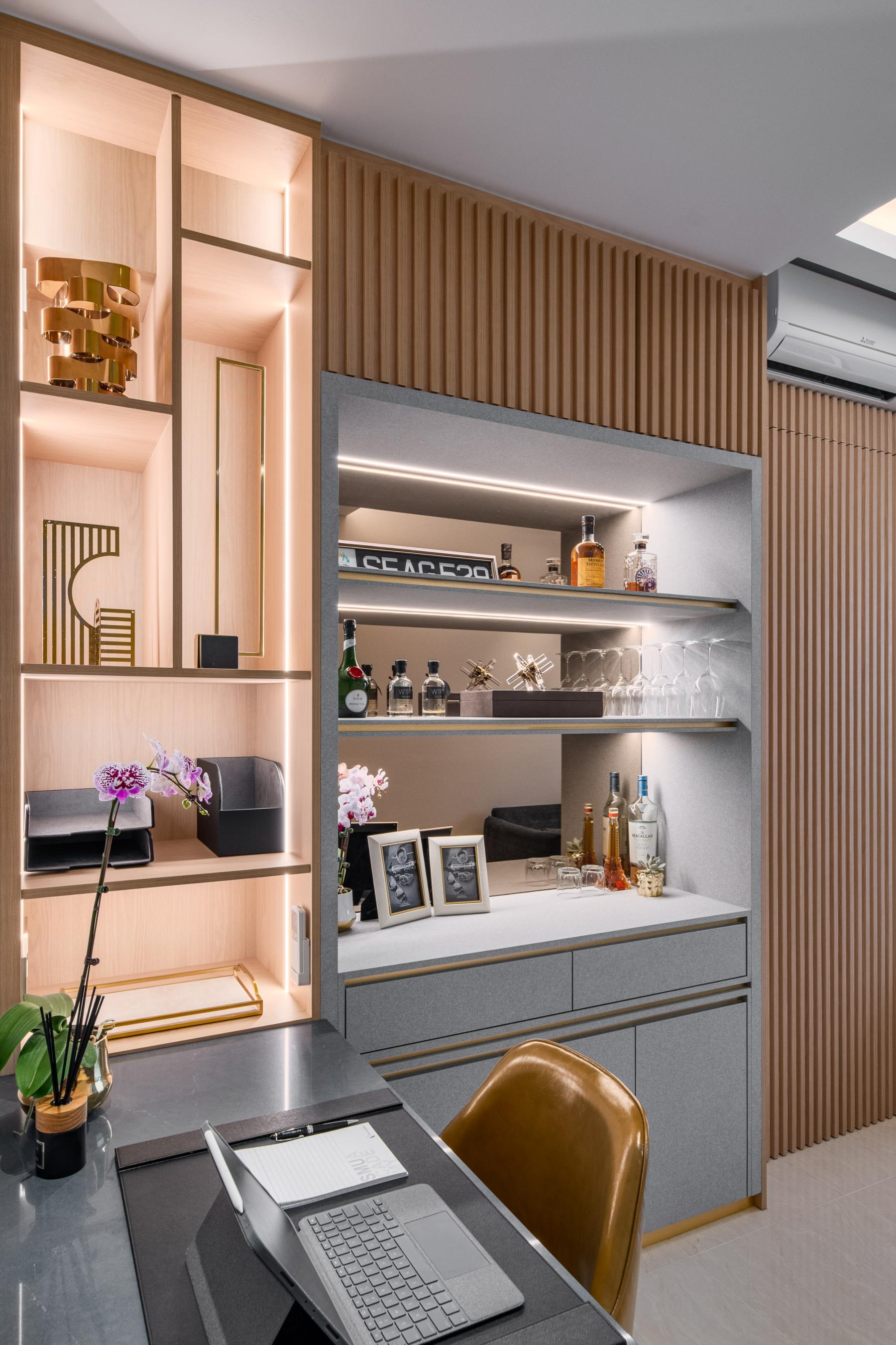 Modern Entryway with Bar Counter and Drinkware