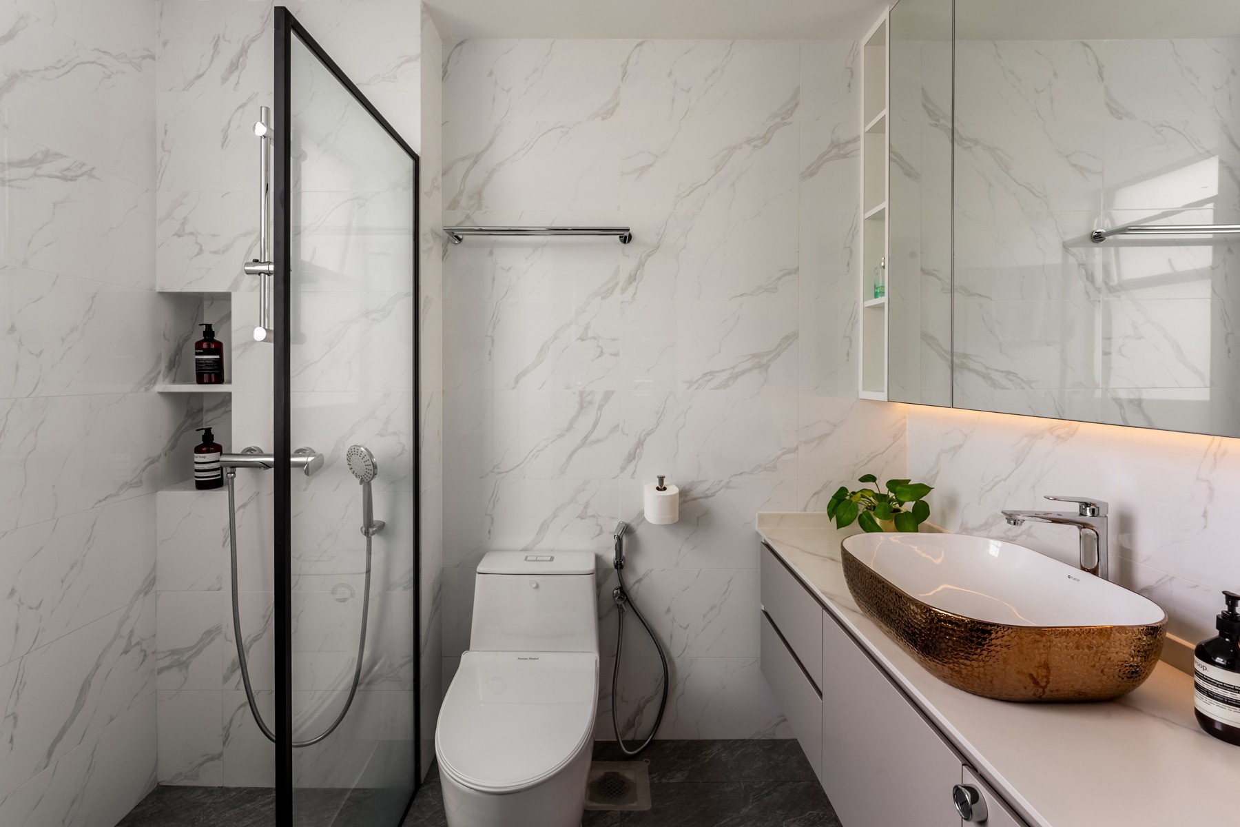 Modern Bathroom with Mirror and Bathroom Storage