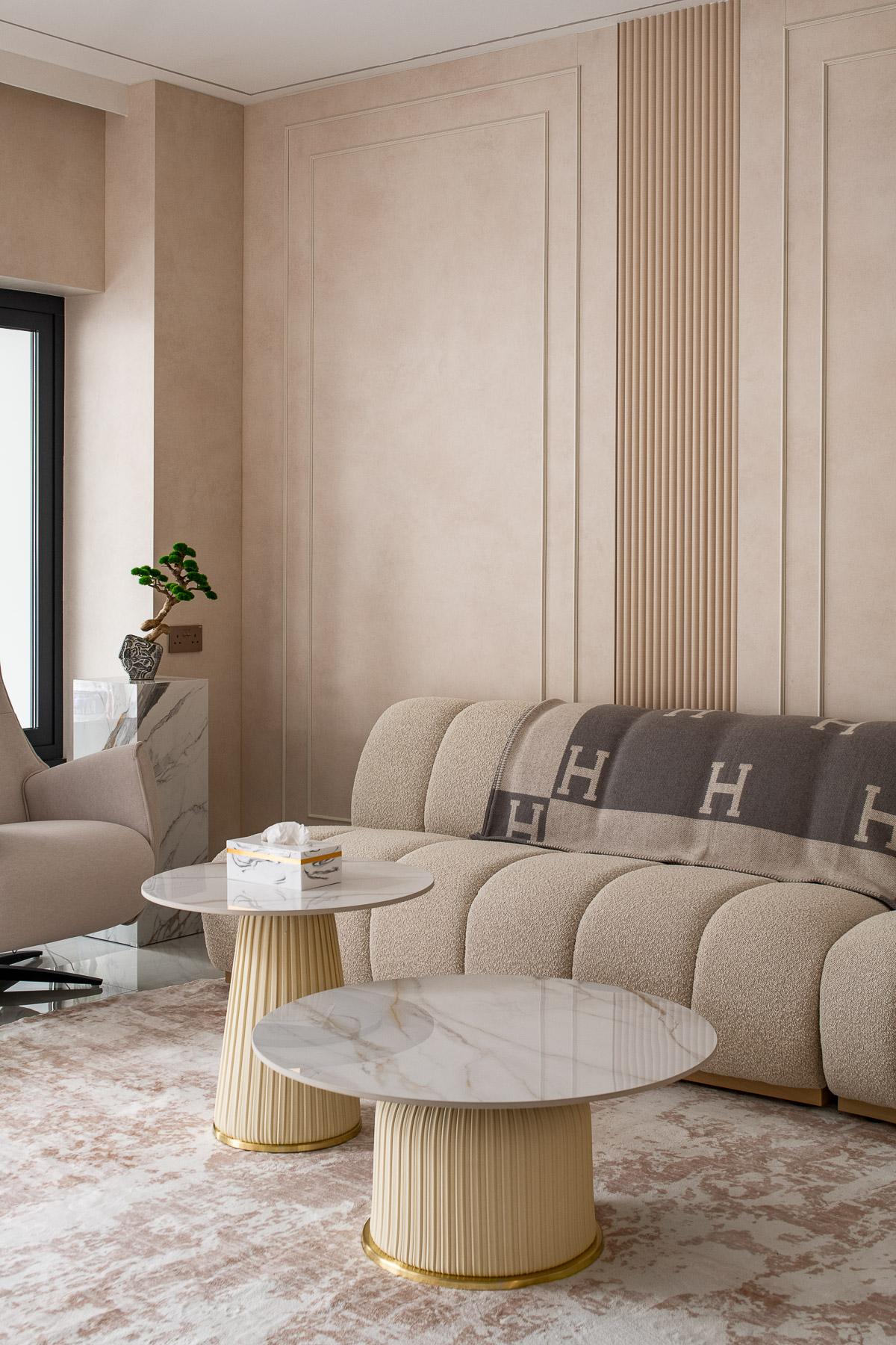 Contemporary Living Room with Feature Wall and Paintings