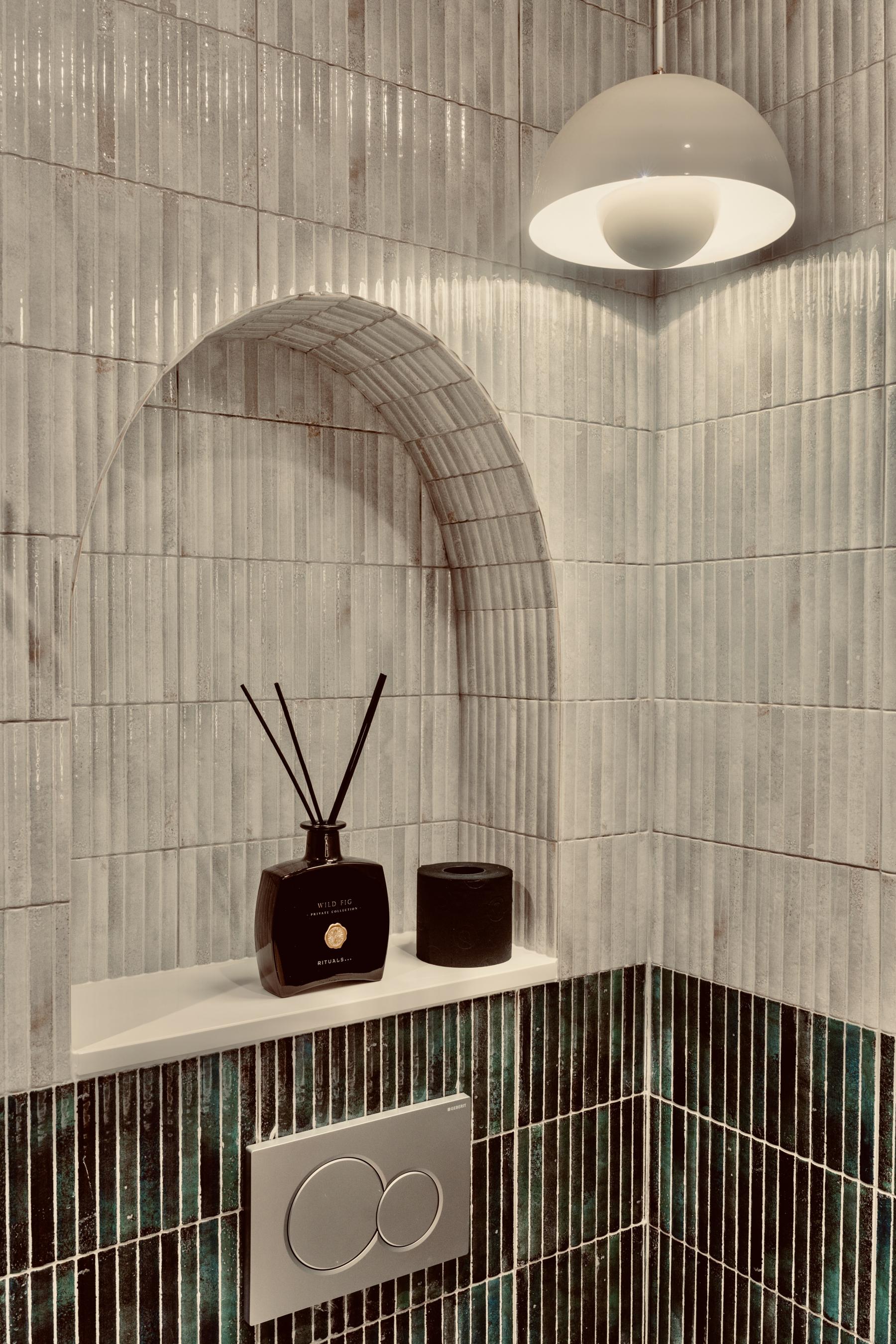 Vintage Bathroom with Mosaic and Bathroom Lighting