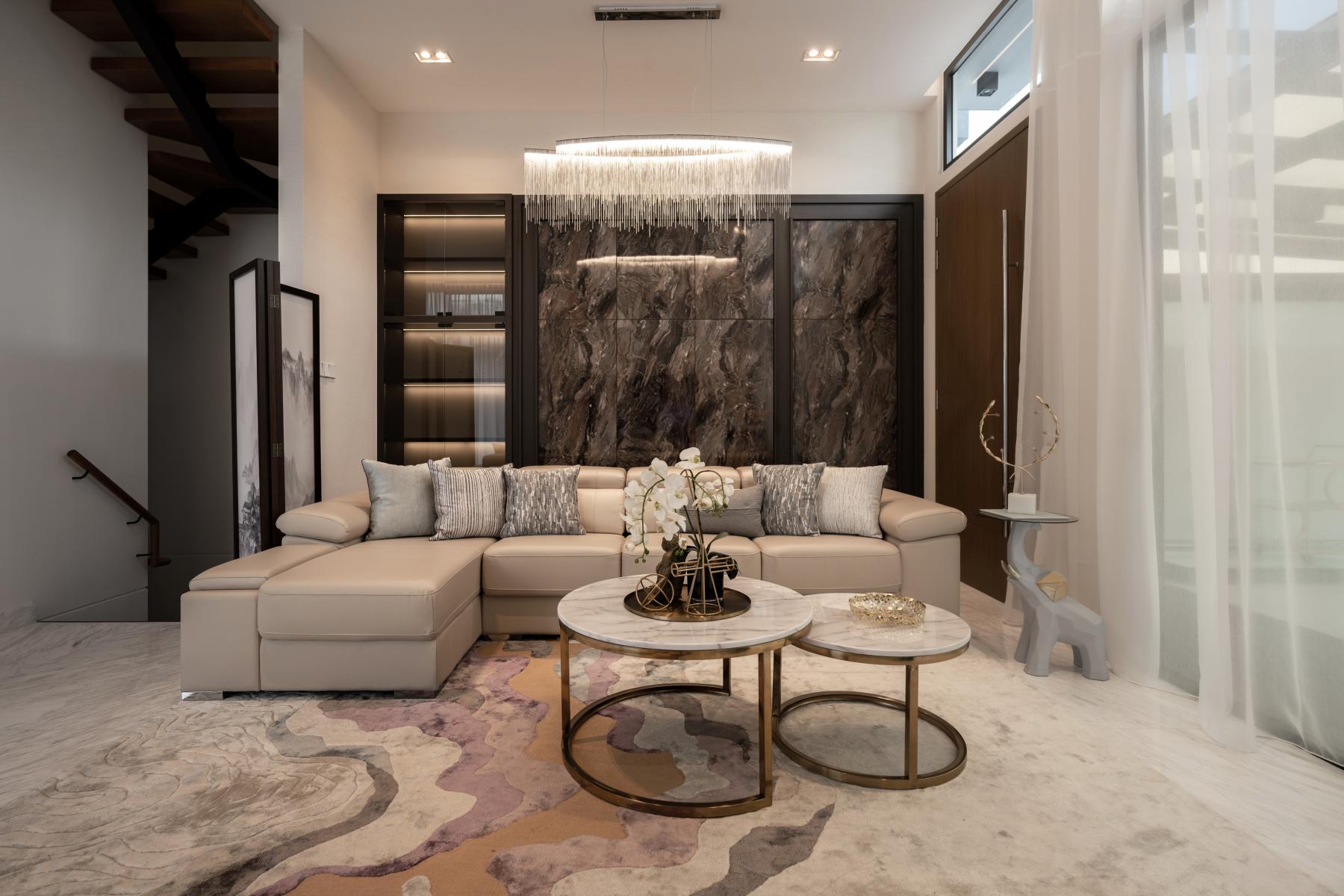 Modern Foyer with Artwork and Console Table