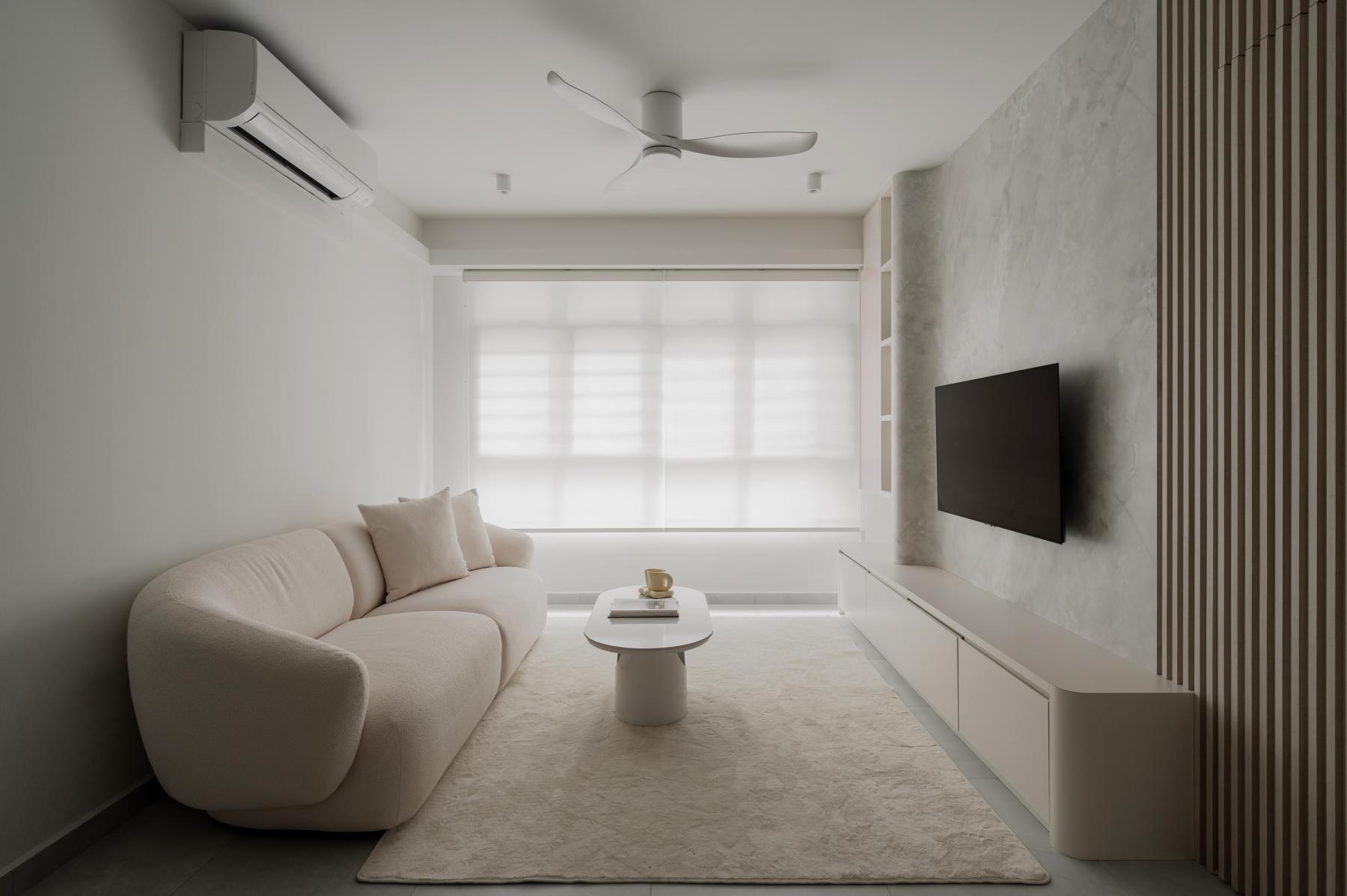 Modern Living Room with Bookshelf and TV Console