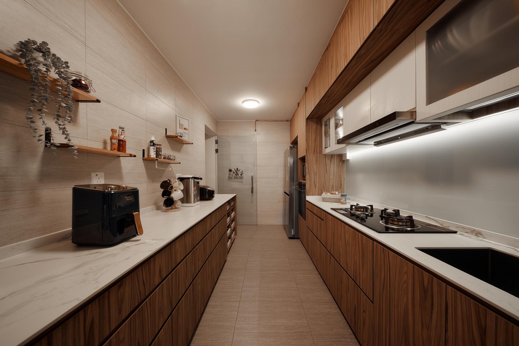 Scandinavian Kitchen with Countertop and Kitchen Island