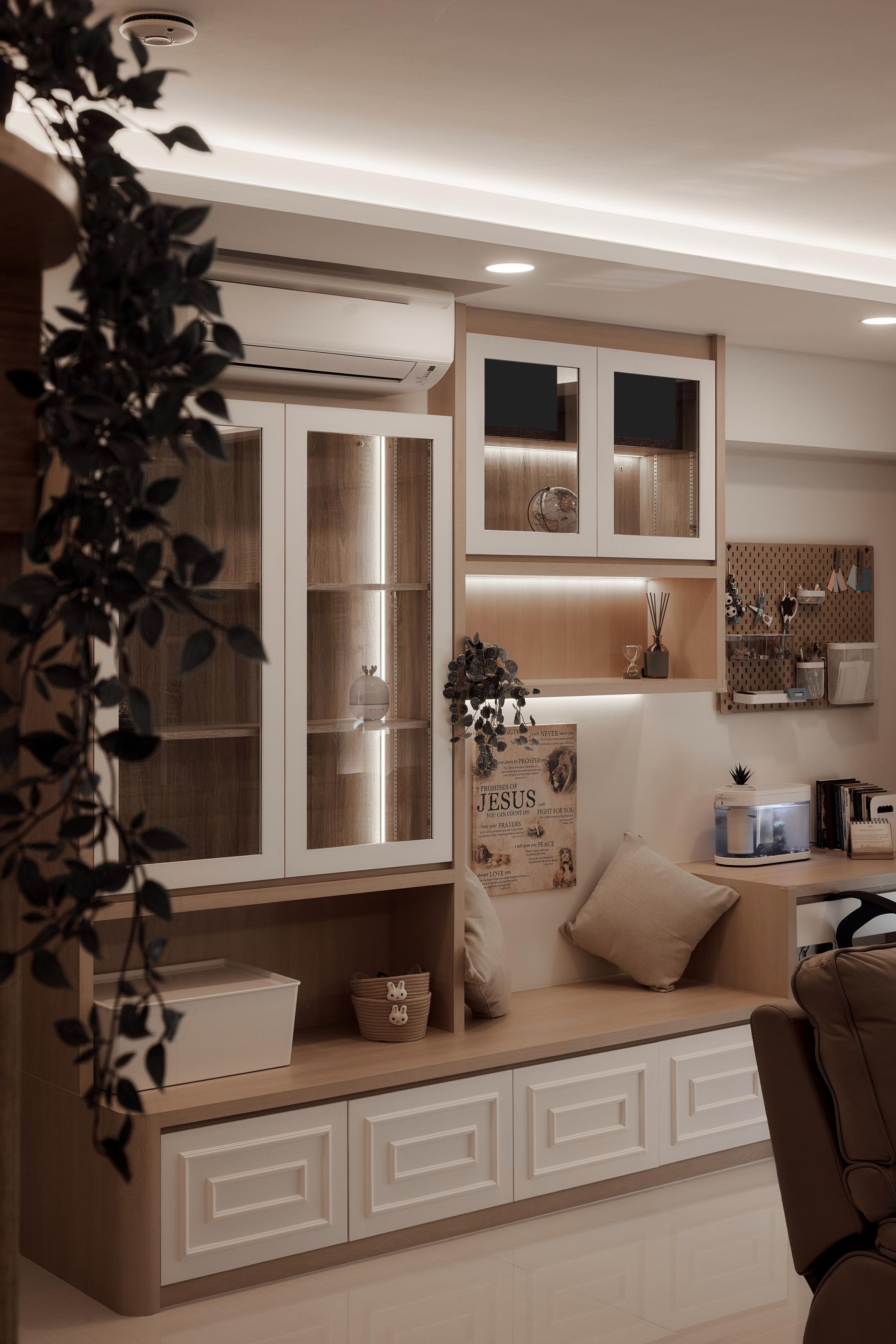 Scandinavian Storeroom with Wall Shelves and Shelving Units