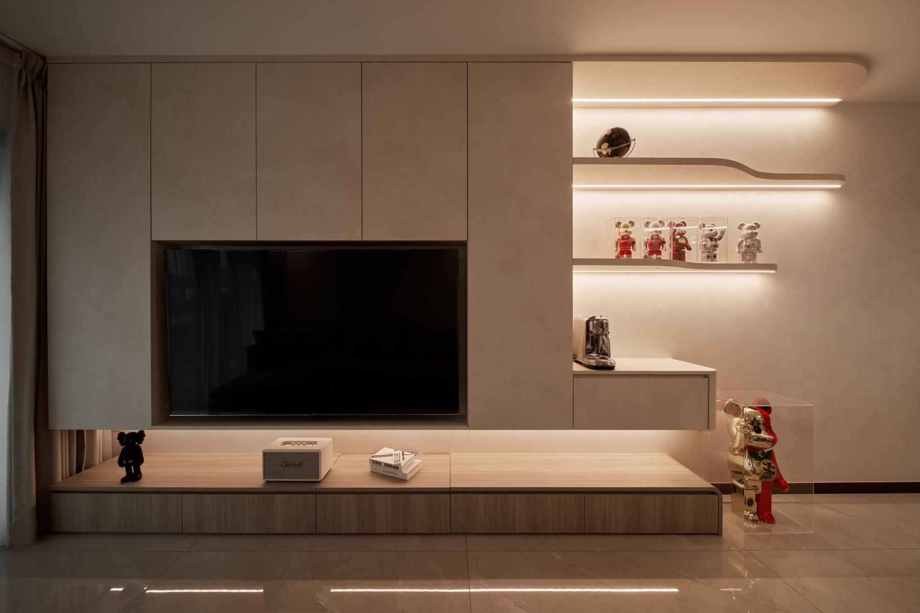 Modern Living Room with Granite Floor and Marble Floor