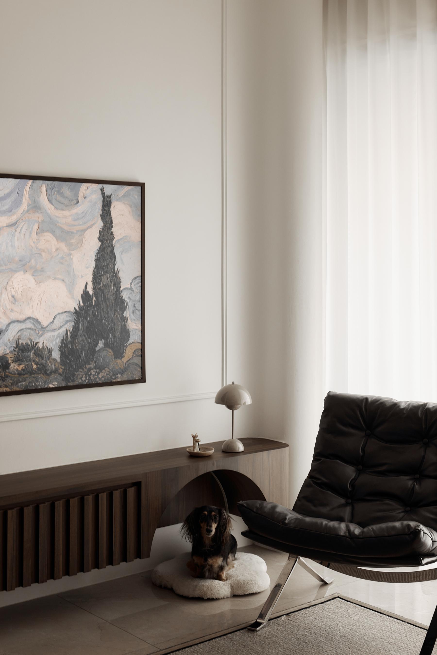 Vintage Living Room with TV Console and Feature Wall