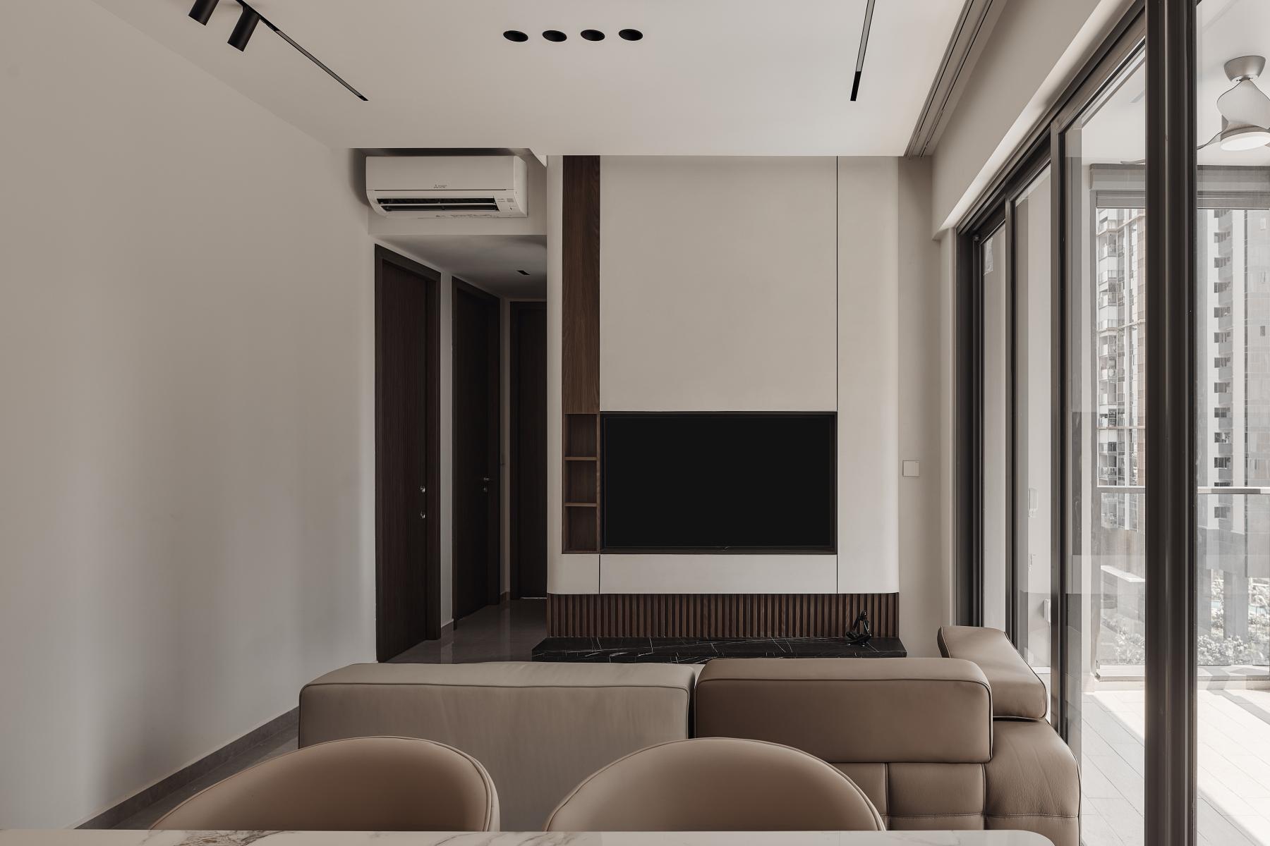 Modern Living Room with TV Console and Feature Wall