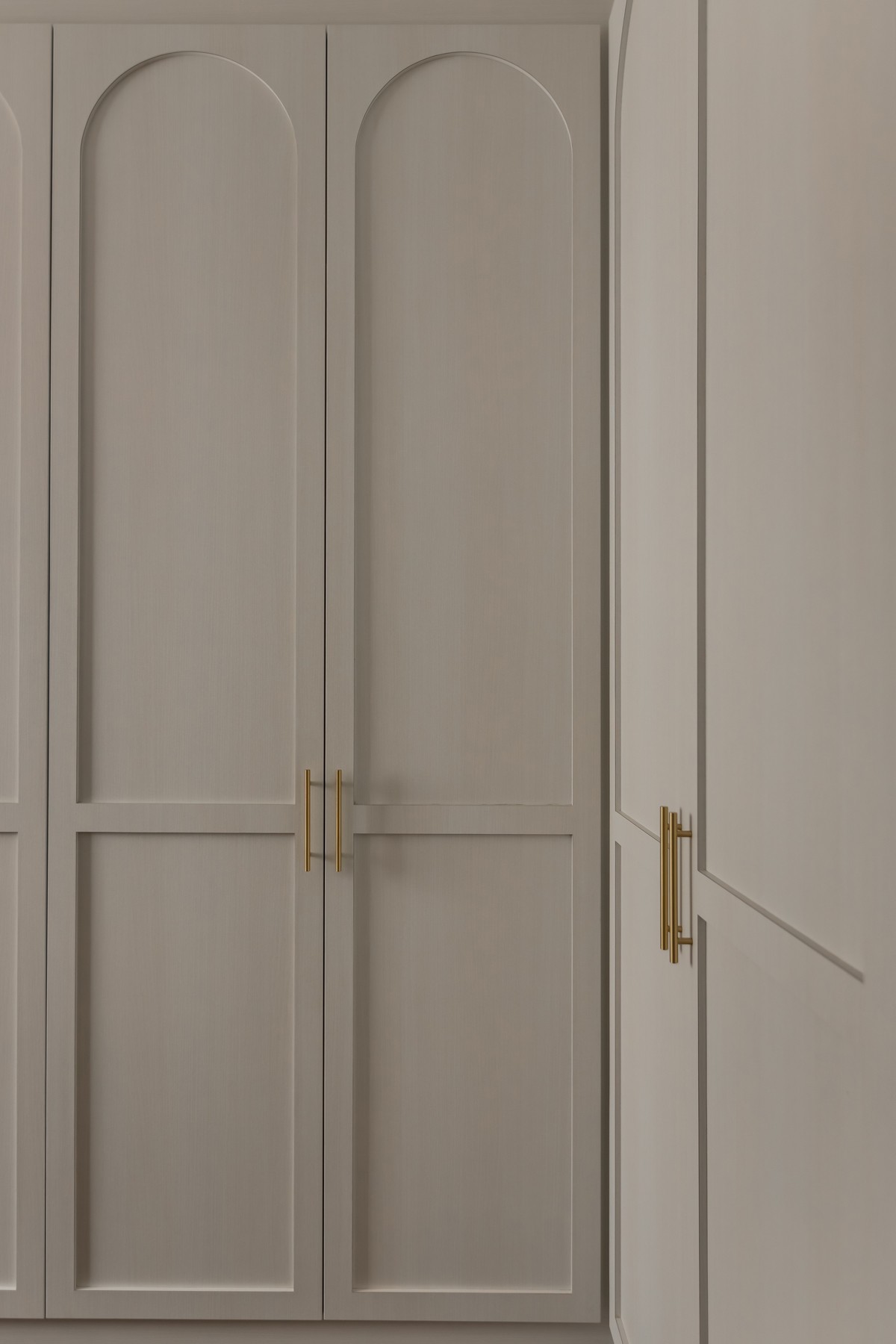 Modern Walk-in Wardrobe with Feature Wall and Wardrobe